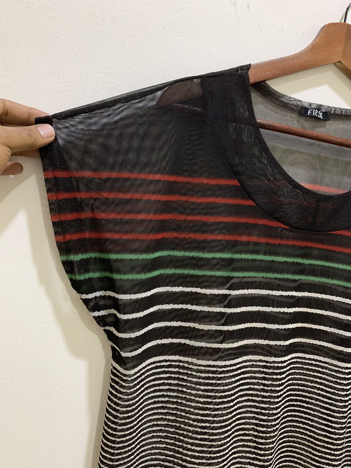 Cross Colours × Japanese Brand × OVER THE STRiPES FIRST Transparent MeshNet Colourful Stripe Sleeveless Shirt Size M / US 6-8 / IT 42-44 - 15 Thumbnail