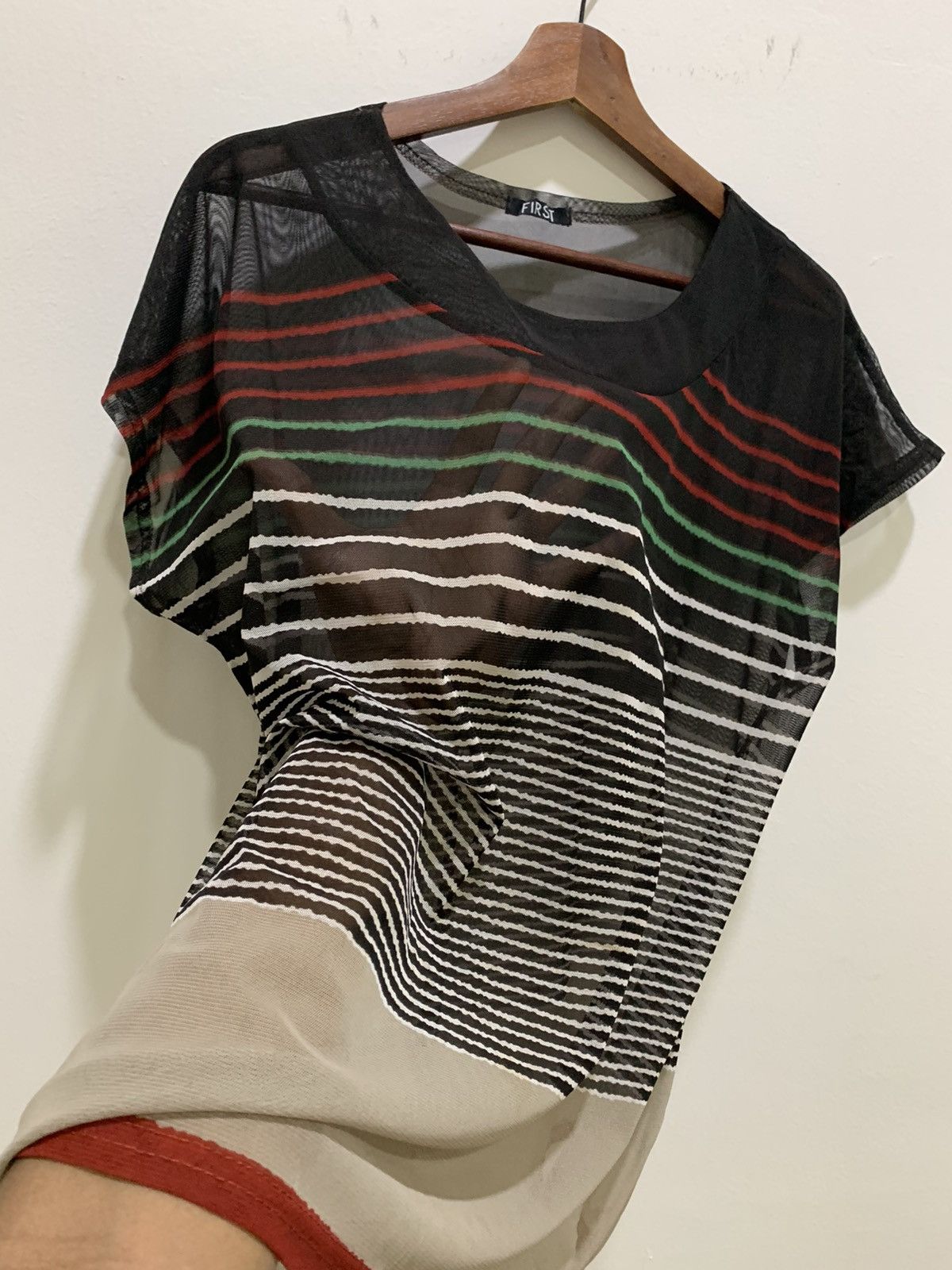 Cross Colours × Japanese Brand × OVER THE STRiPES FIRST Transparent MeshNet Colourful Stripe Sleeveless Shirt Size M / US 6-8 / IT 42-44 - 17 Thumbnail