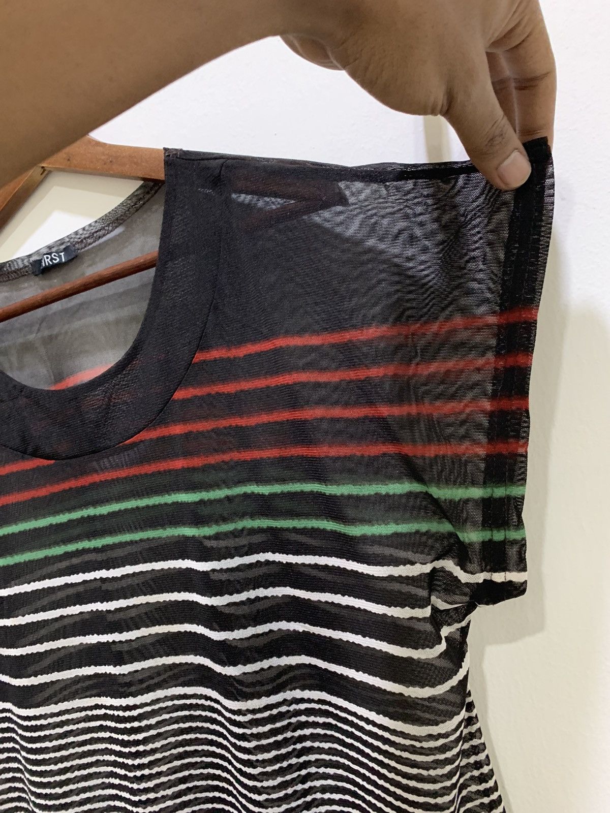 Cross Colours × Japanese Brand × OVER THE STRiPES FIRST Transparent MeshNet Colourful Stripe Sleeveless Shirt Size M / US 6-8 / IT 42-44 - 16 Thumbnail