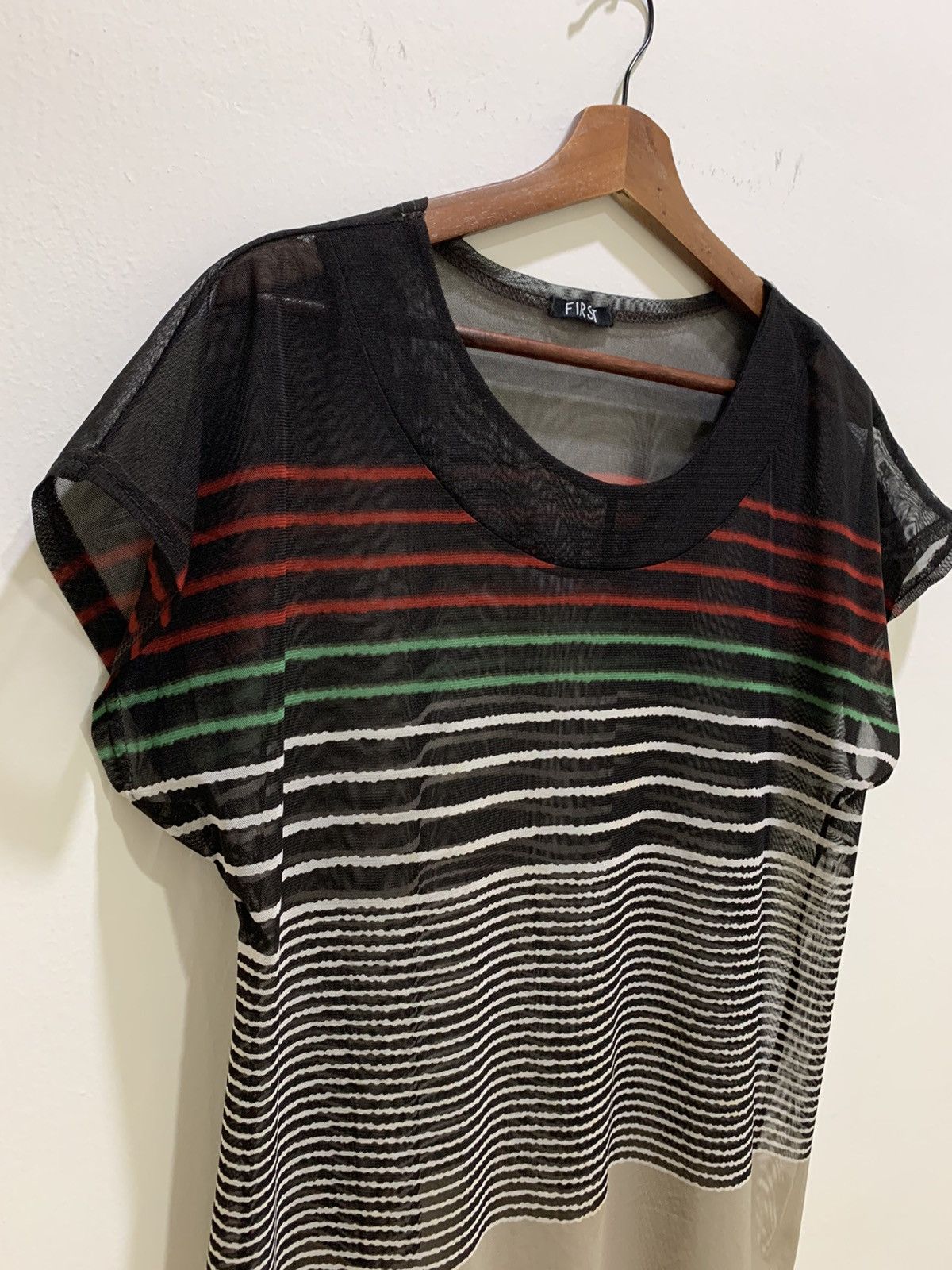 Cross Colours × Japanese Brand × OVER THE STRiPES FIRST Transparent MeshNet Colourful Stripe Sleeveless Shirt Size M / US 6-8 / IT 42-44 - 5 Thumbnail