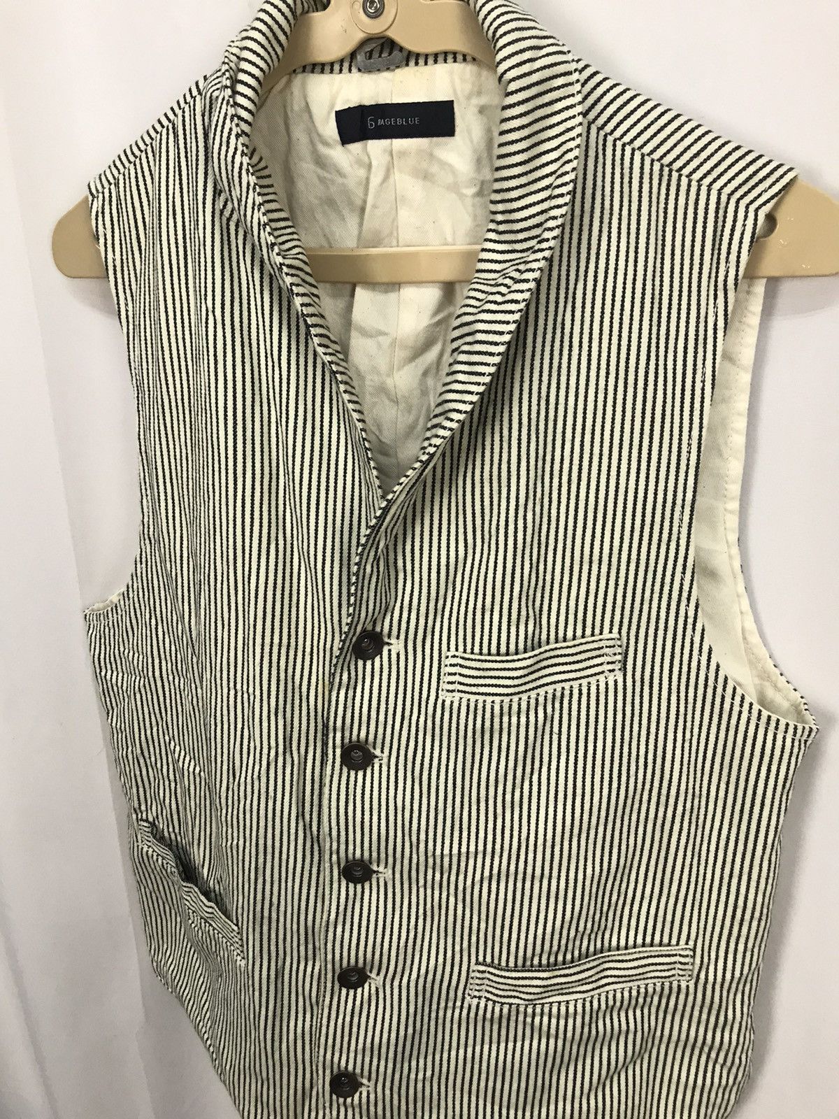 Japanese Brand × RAGEBLUE Rageblue stripe sleeveless button up Size US S / EU 44-46 / 1 - 3 Thumbnail