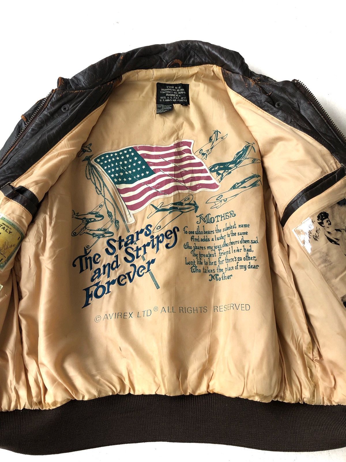 Avirex 1990s Avirex "The Star & Stripes Forever" A2 Leather Jacket Size US M / EU 48-50 / 2 - 5 Thumbnail