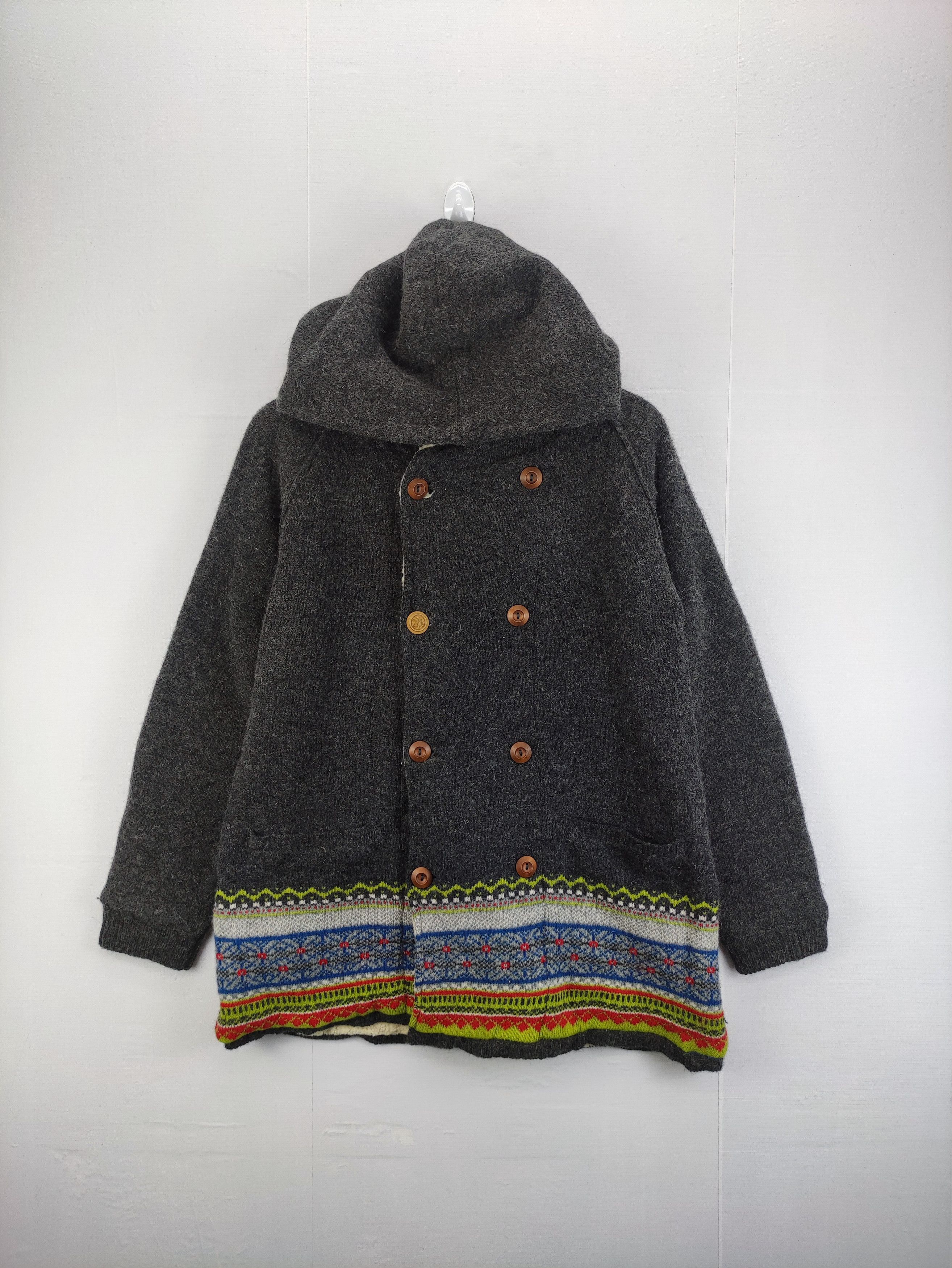 Japanese Brand Vintage Wool Hoodie Jacket Double Breasted Size US M / EU 48-50 / 2 - 1 Thumbnail