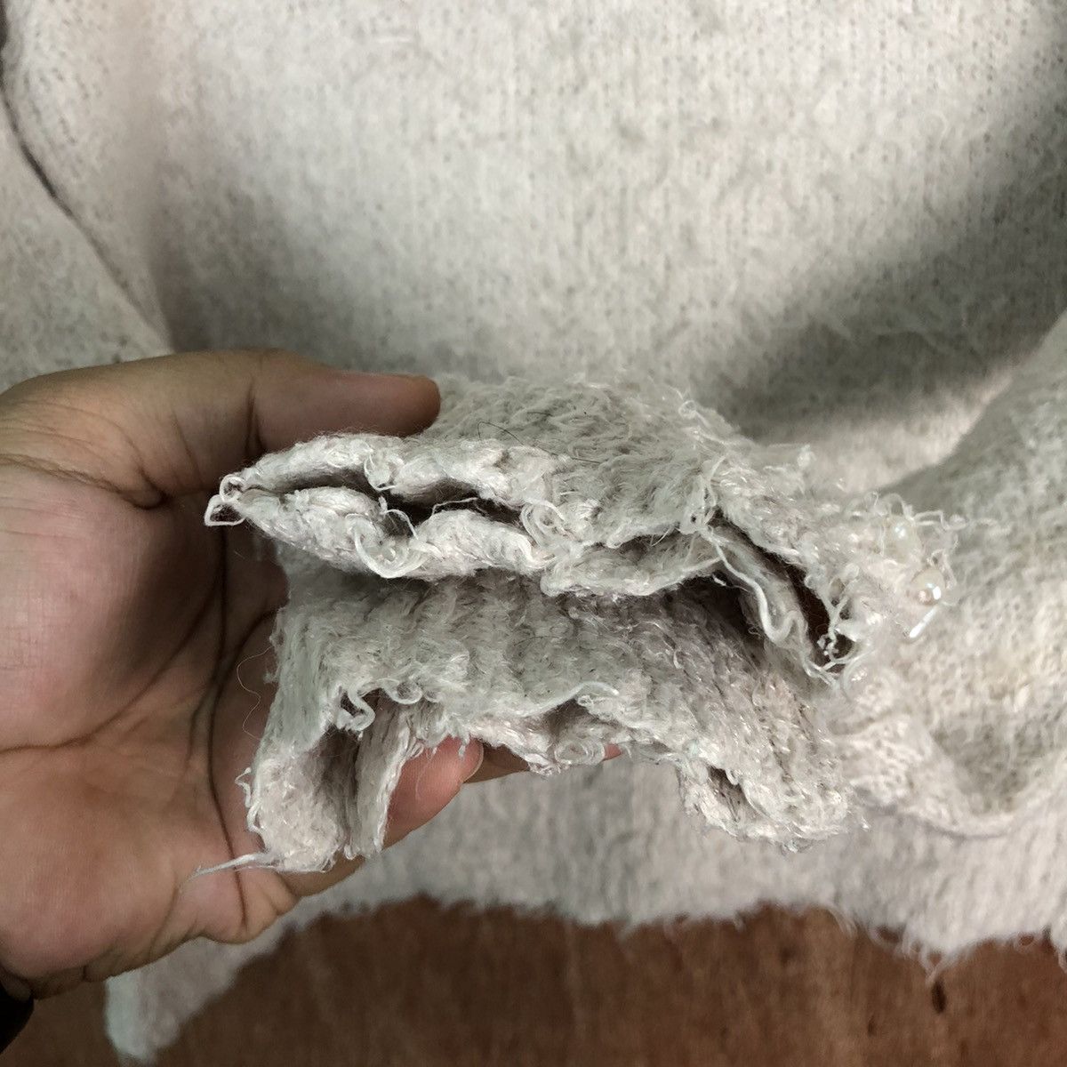 Homespun Knitwear × Japanese Brand × Vintage Lest Rose Brown Shag Shaggy Fur Mohair Knitwear #6542 Size S / US 4 / IT 40 - 7 Thumbnail