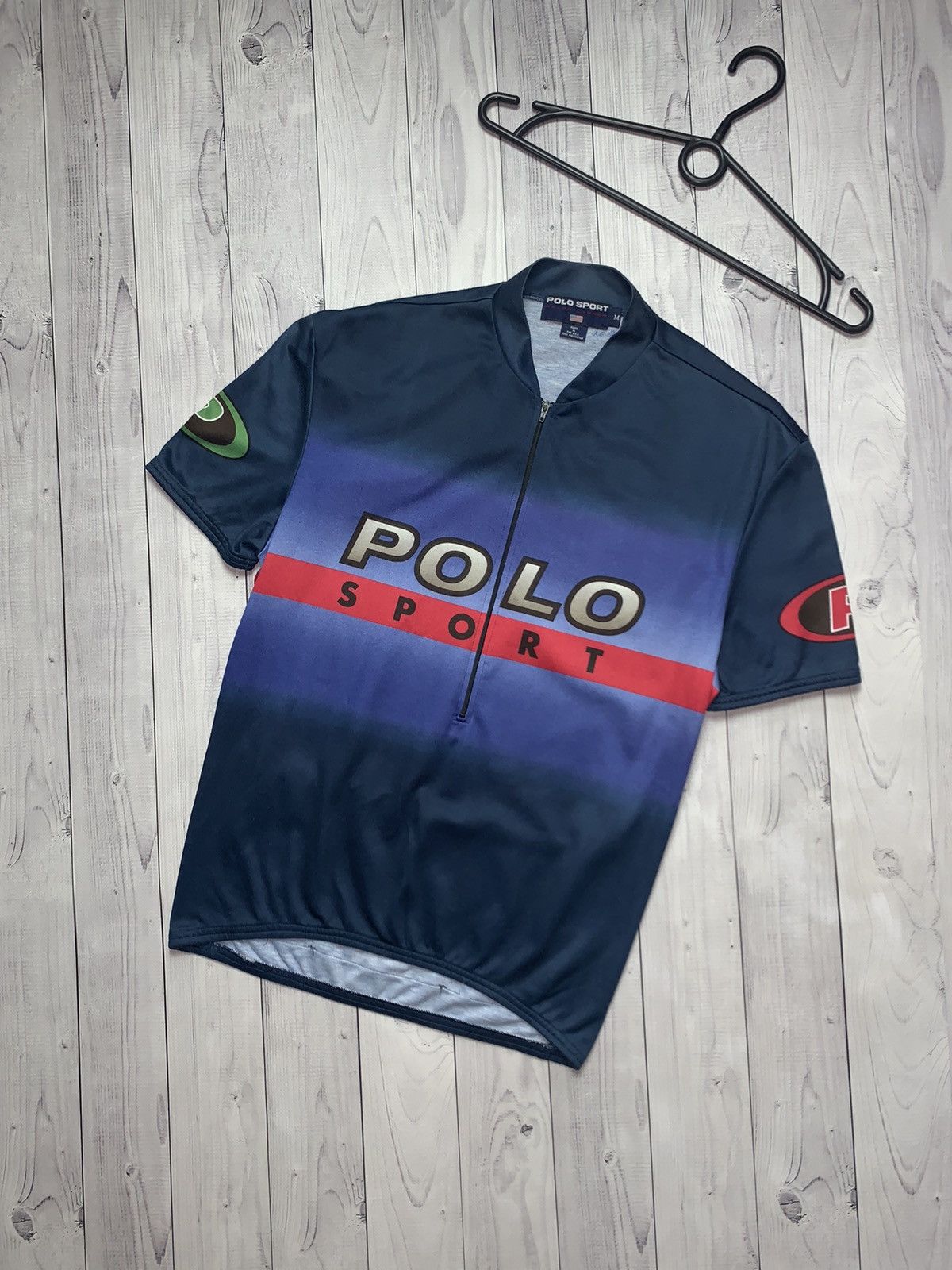 image of Cycle x Polo Ralph Lauren Vintage Cycling Jersey Polo Sport Pepsi Size M in Blue, Men's