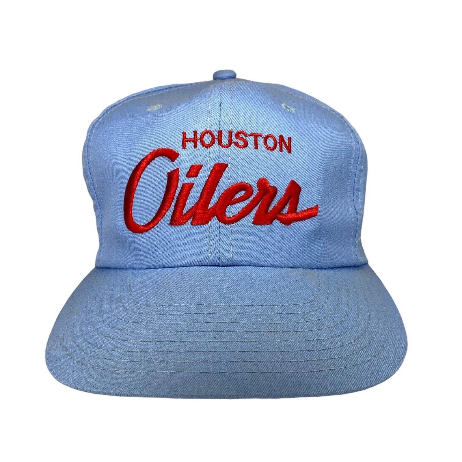 image of Vintage Houston Oilers Hat Sports Specialties Snap Script in Blue, Men's