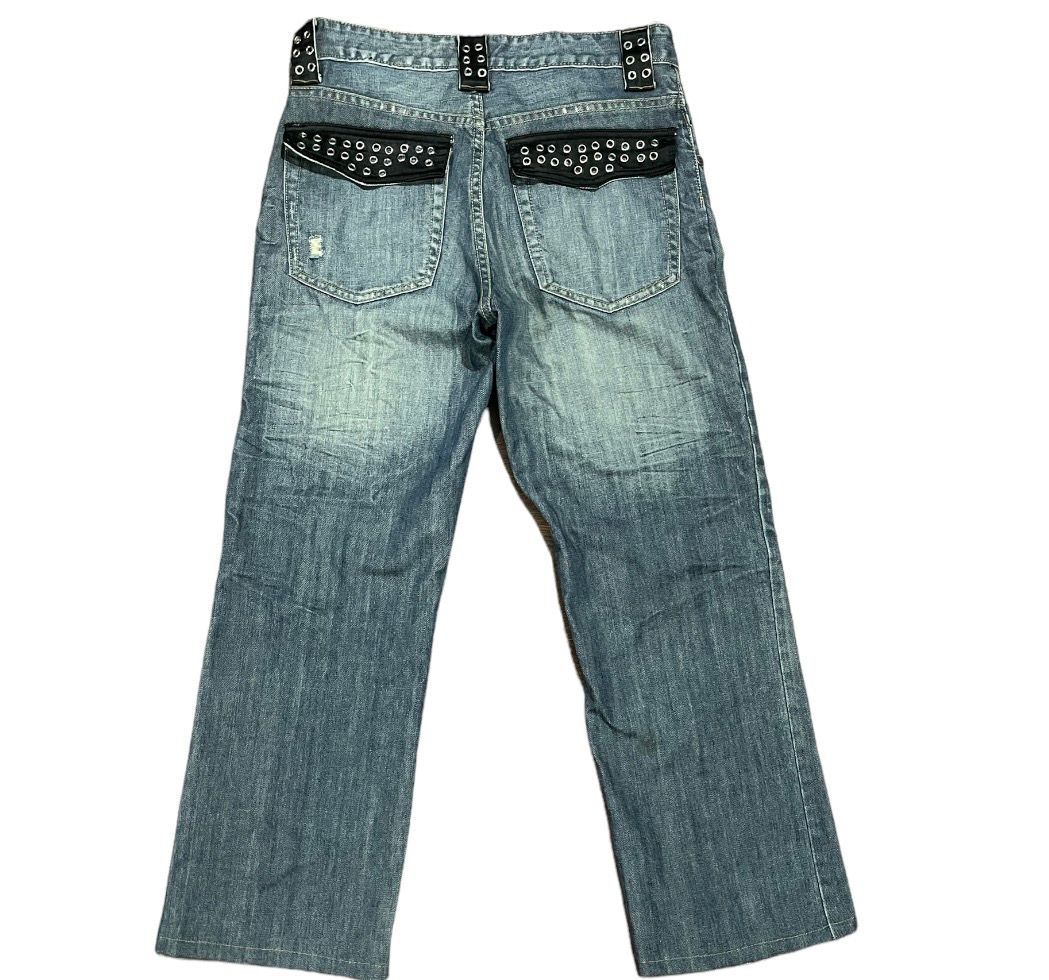 Pre-owned Dolce & Gabbana Grommet Rivet Flip Pocket Distressed Jeans In Blue