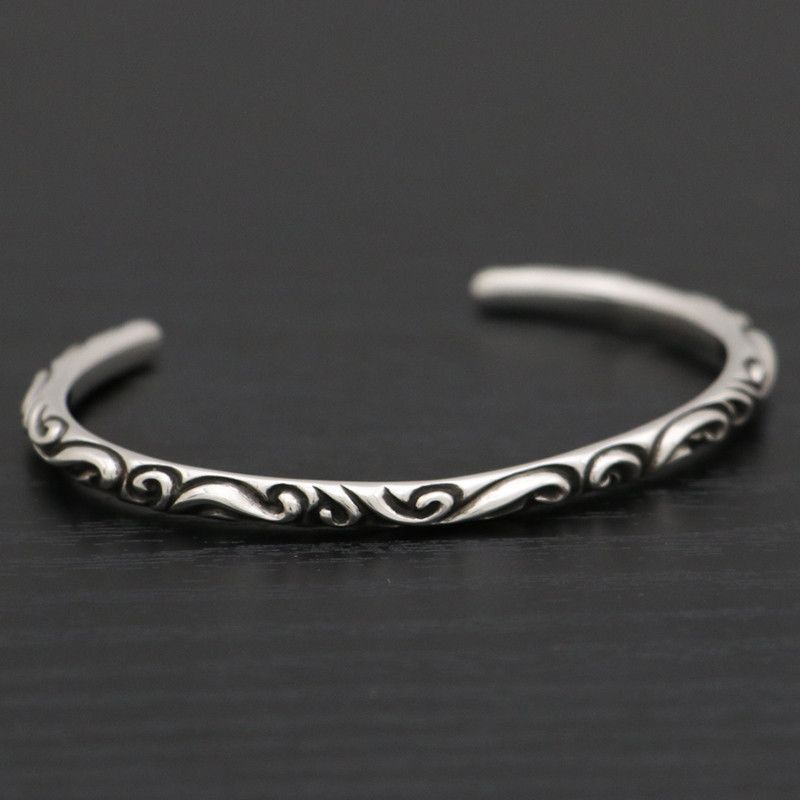 image of Chrome Hearts Scroll Bangle in Silver, Men's