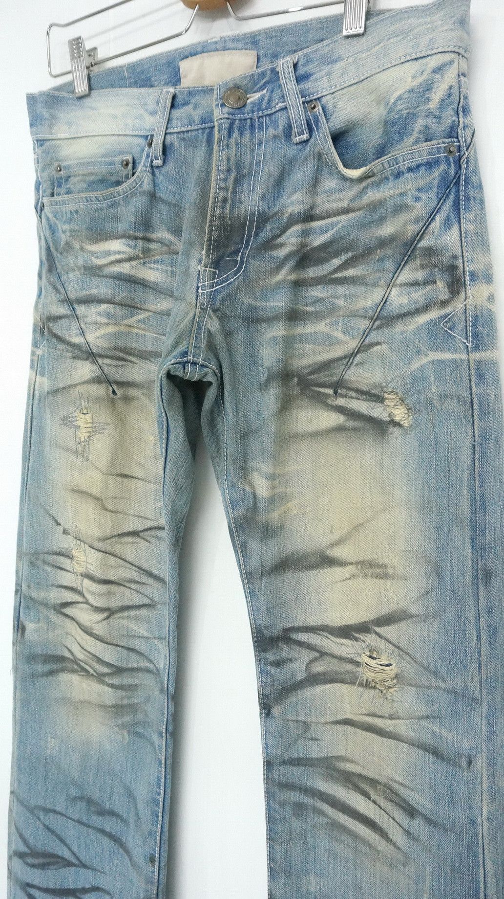 Japanese Brand Rare! NEUTRAL INFINITY Distressed Smoke Dirty Tint Jeans Size US 30 / EU 46 - 3 Thumbnail