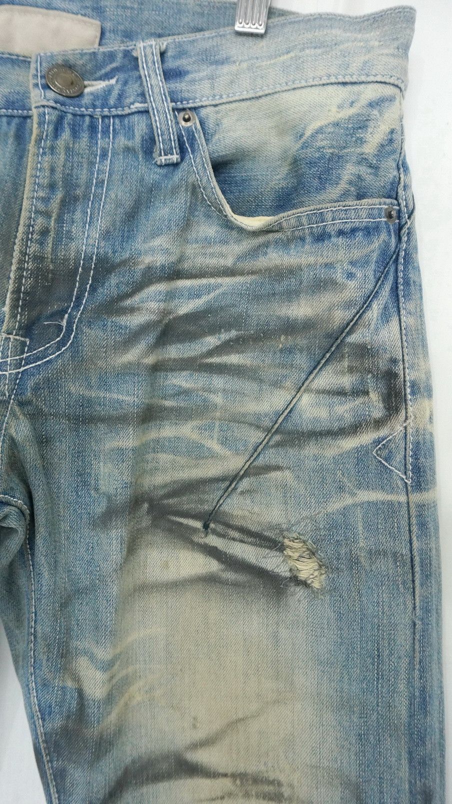 Japanese Brand Rare! NEUTRAL INFINITY Distressed Smoke Dirty Tint Jeans Size US 30 / EU 46 - 7 Thumbnail