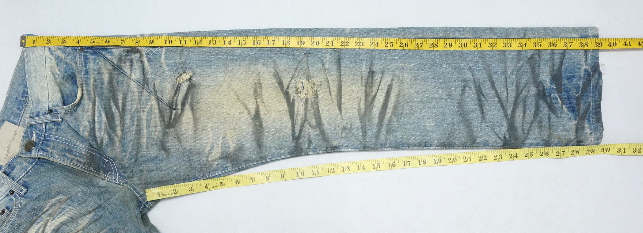 Japanese Brand Rare! NEUTRAL INFINITY Distressed Smoke Dirty Tint Jeans Size US 30 / EU 46 - 14 Thumbnail