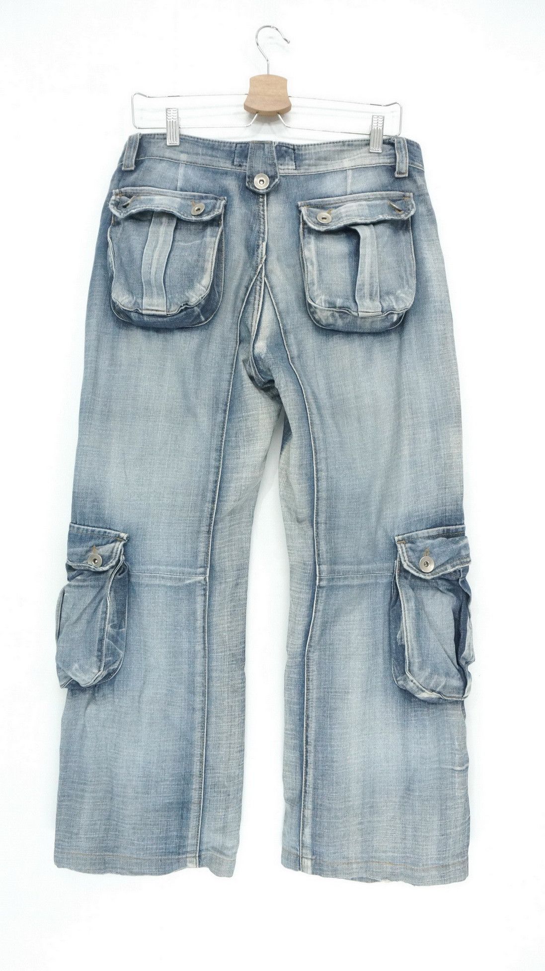 Japanese Brand Vintage Japan S.NIK Light Wash Worn Out 3D Cargo Jeans Size US 30 / EU 46 - 3 Thumbnail