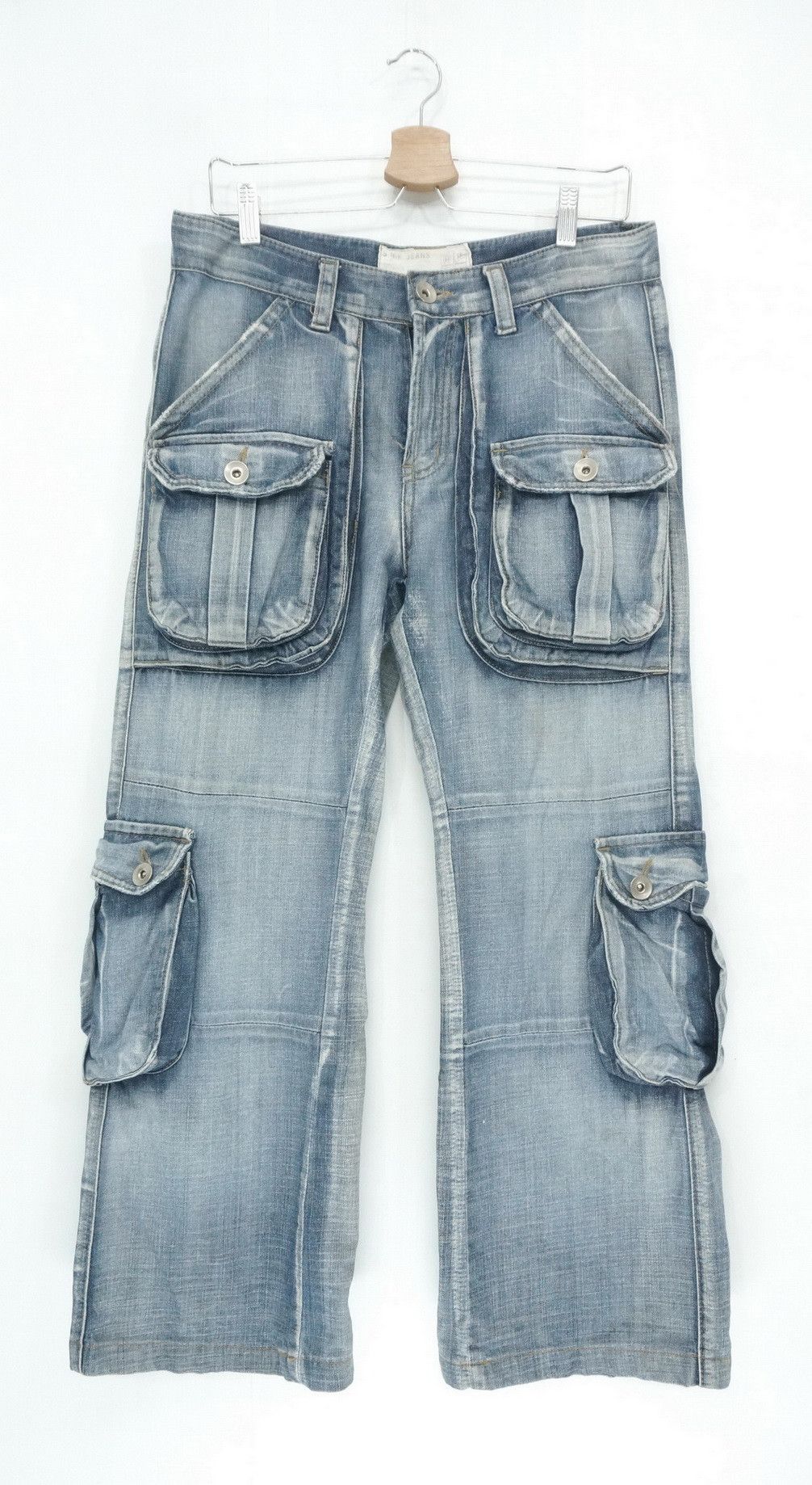 Japanese Brand Vintage Japan S.NIK Light Wash Worn Out 3D Cargo Jeans Size US 30 / EU 46 - 1 Thumbnail
