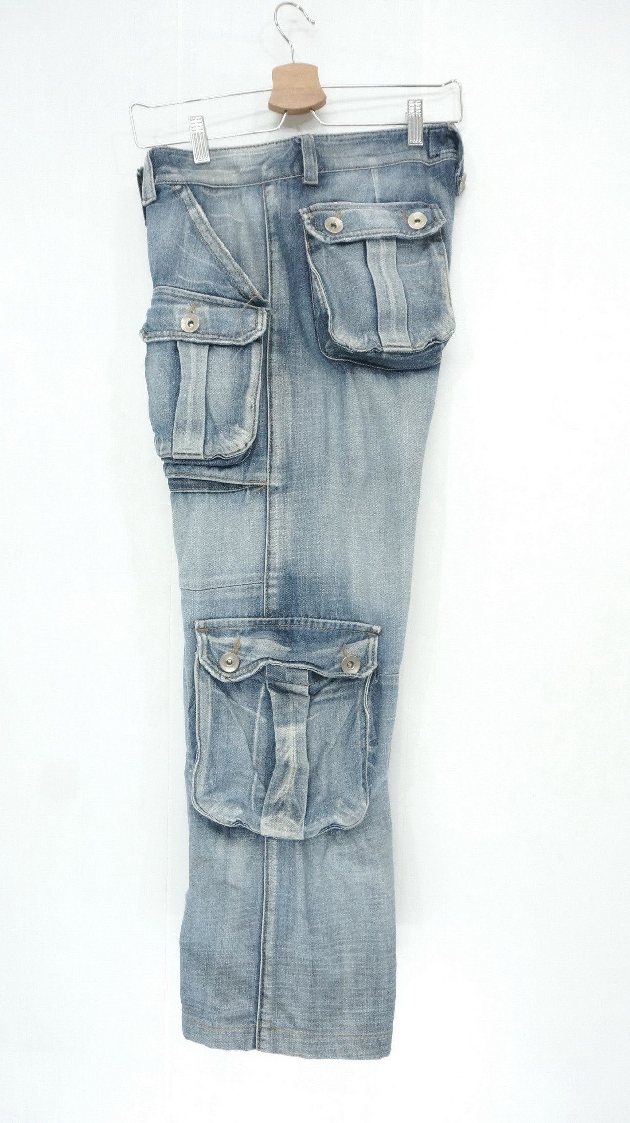 Japanese Brand Vintage Japan S.NIK Light Wash Worn Out 3D Cargo Jeans Size US 30 / EU 46 - 8 Thumbnail