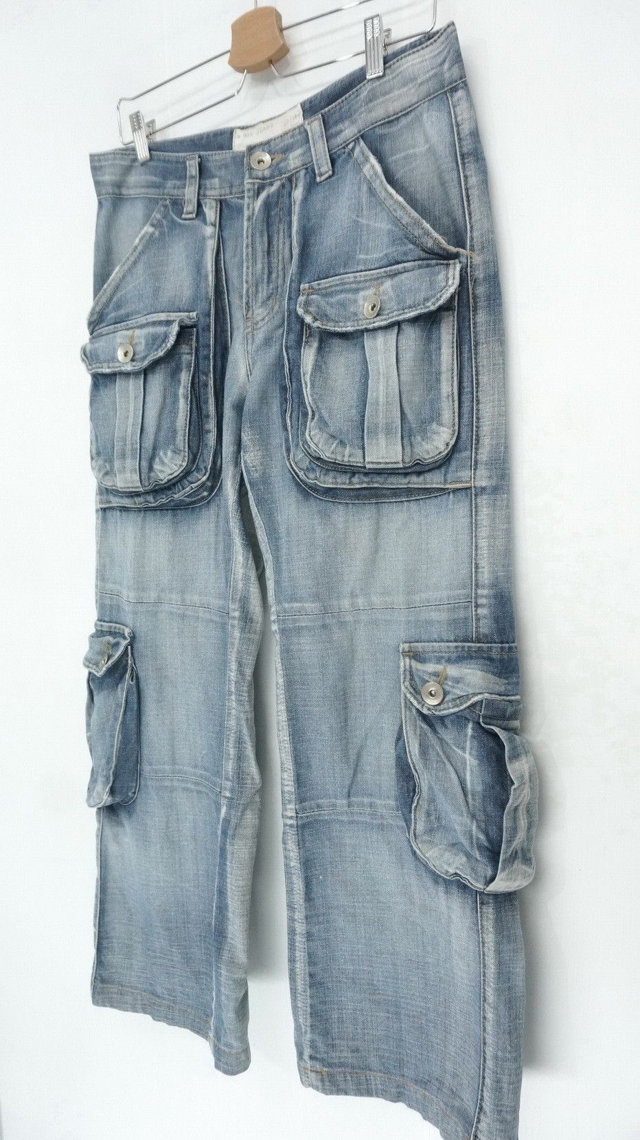 Japanese Brand Vintage Japan S.NIK Light Wash Worn Out 3D Cargo Jeans Size US 30 / EU 46 - 2 Thumbnail
