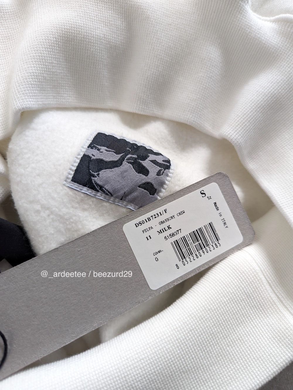 Rick Owens Drkshdw *NEW* GRANBURY CREW SWEATSHIRT MILK/WHITE Size US S / EU 44-46 / 1 - 4 Thumbnail