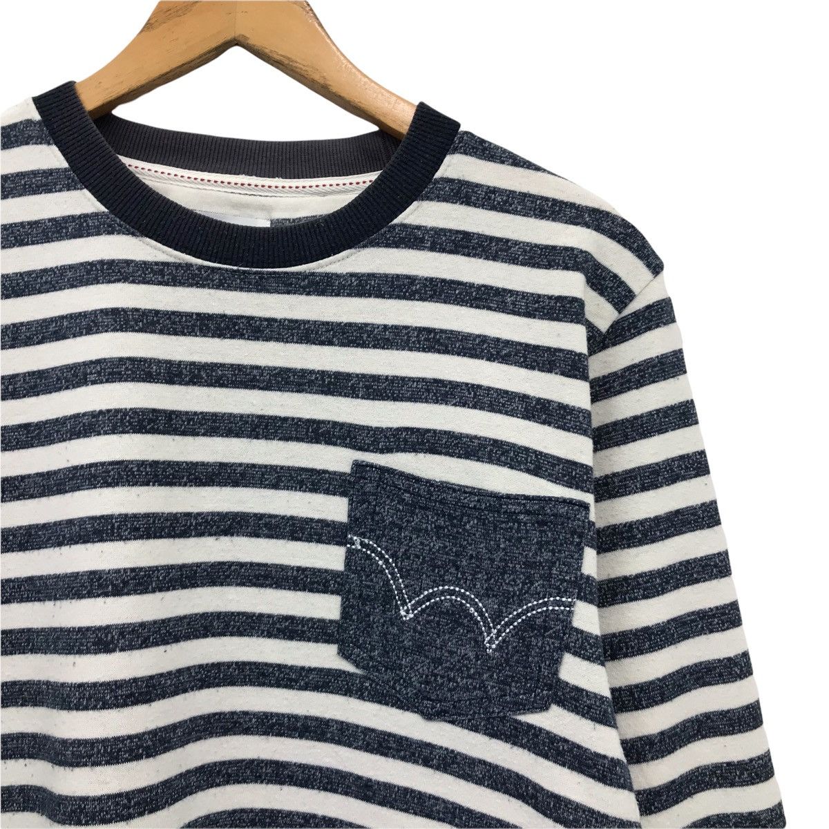 Edwin × Japanese Brand × Vintage Vintage Edwin Striped Pocket Logo Sweatsy Size US S / EU 44-46 / 1 - 4 Thumbnail