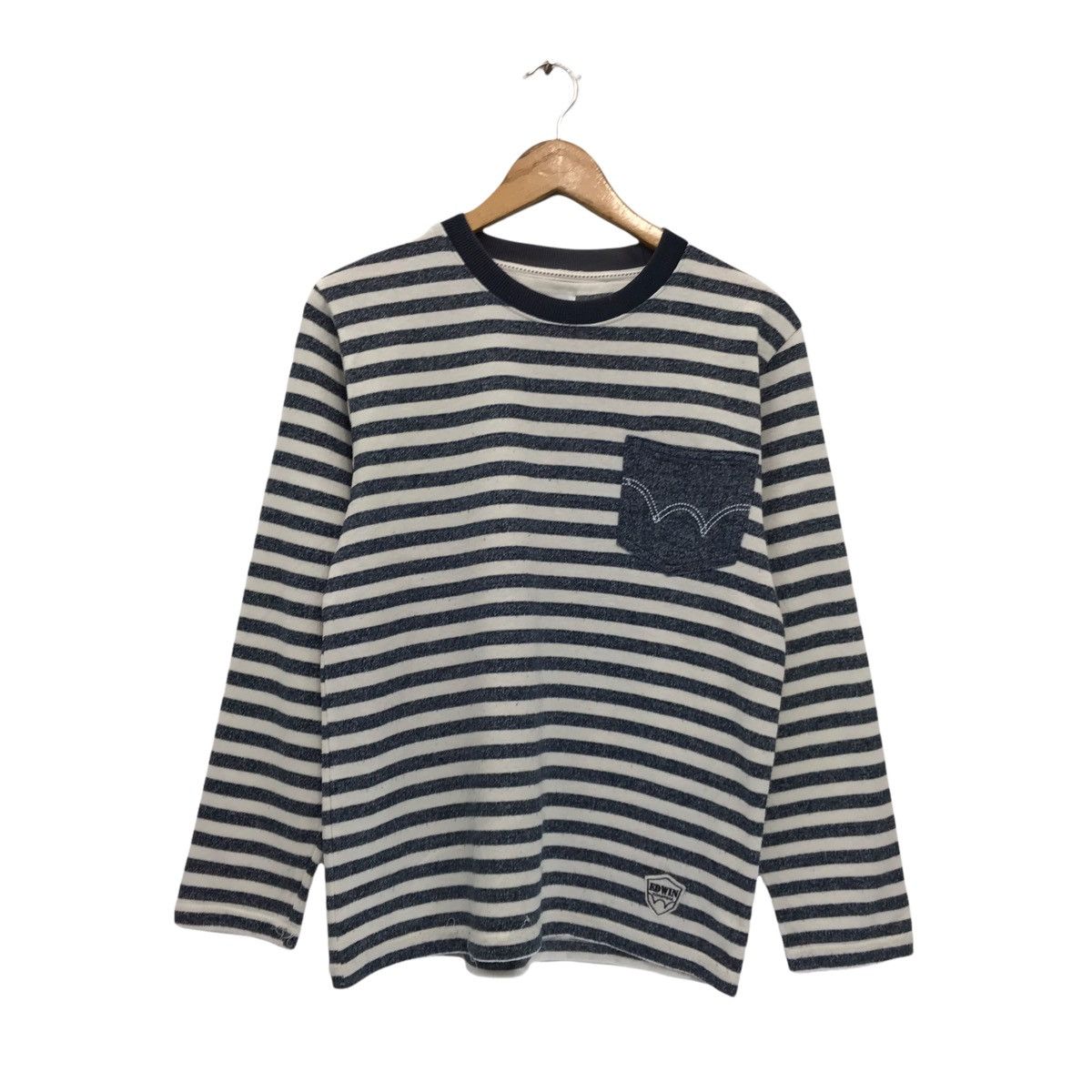 Edwin × Japanese Brand × Vintage Vintage Edwin Striped Pocket Logo Sweatsy Size US S / EU 44-46 / 1 - 1 Thumbnail