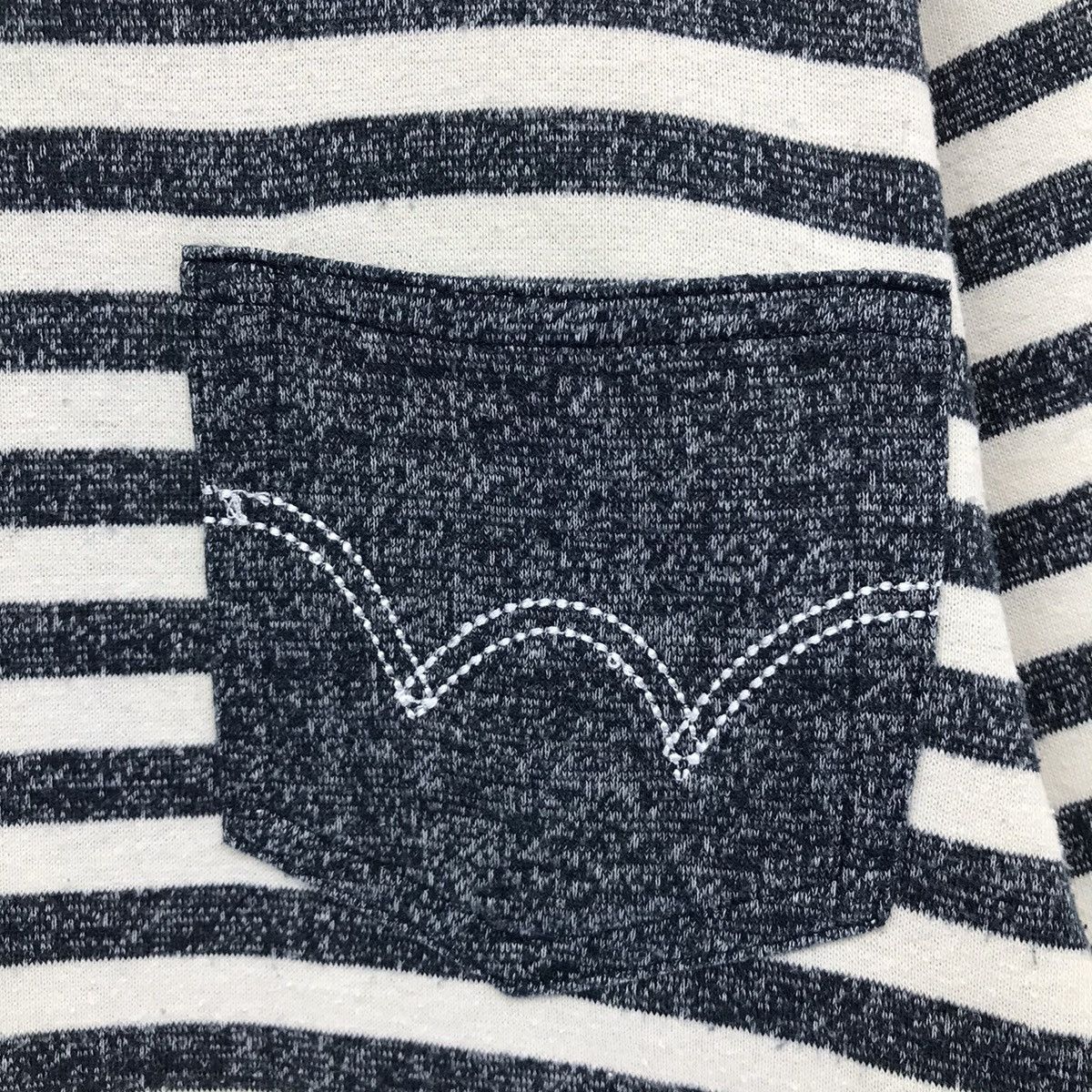 Edwin × Japanese Brand × Vintage Vintage Edwin Striped Pocket Logo Sweatsy Size US S / EU 44-46 / 1 - 3 Thumbnail