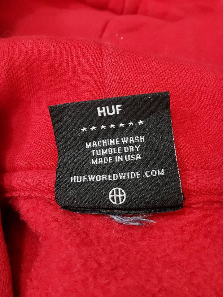 Huf HUF All Red Spell Out Sleeve Drawstring Hoodie MADE IN USA Size US M / EU 48-50 / 2 - 10 Thumbnail