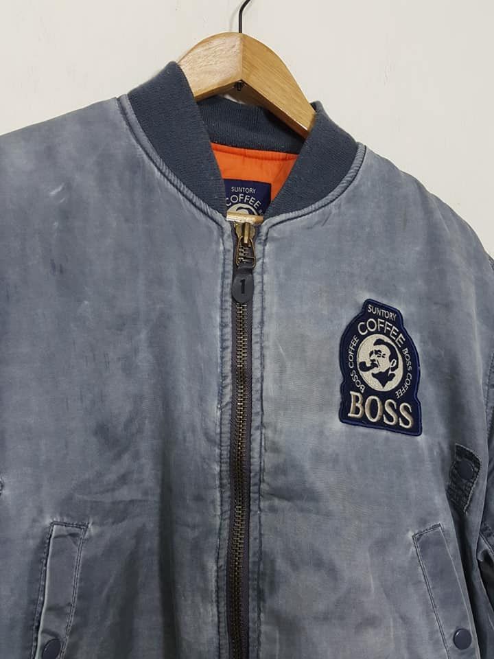 Vintage Vtg Stoned Wash Suntory Boss Coffee Nylon MA-1 Style Jacket Size US M / EU 48-50 / 2 - 7 Thumbnail
