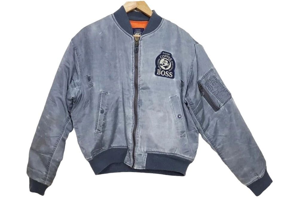 Vintage Vtg Stoned Wash Suntory Boss Coffee Nylon MA-1 Style Jacket Size US M / EU 48-50 / 2 - 4 Thumbnail