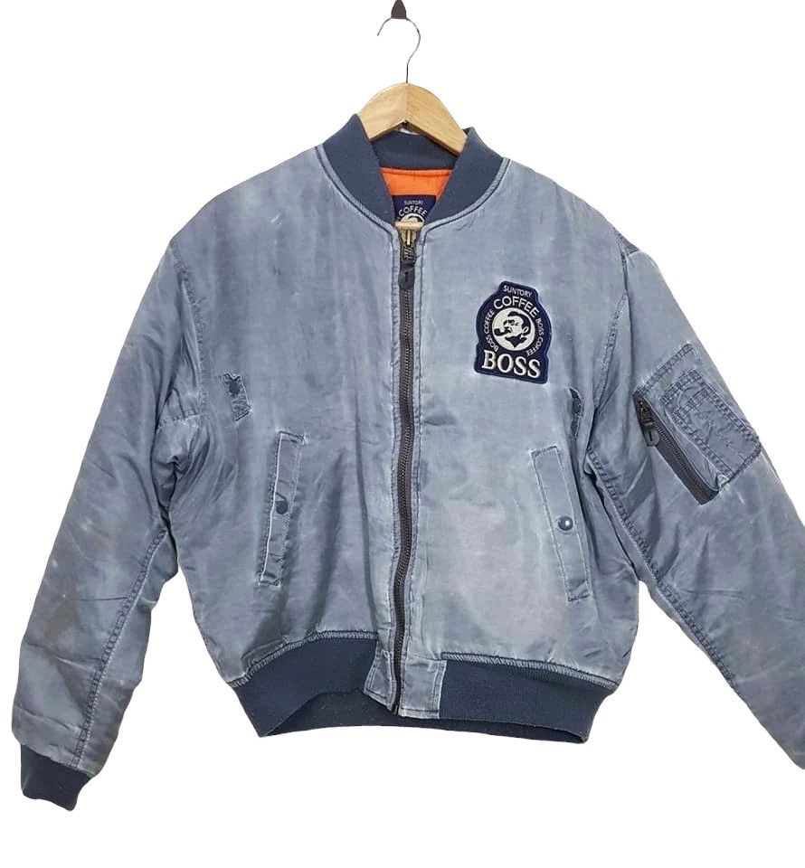 Vintage Vtg Stoned Wash Suntory Boss Coffee Nylon MA-1 Style Jacket Size US M / EU 48-50 / 2 - 6 Thumbnail