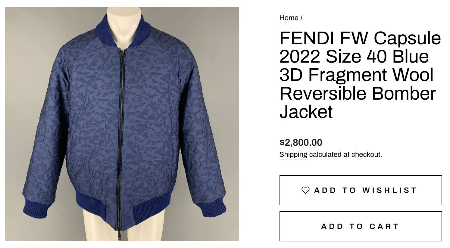 Fendi *NEW* 3D FRAGMENT REVERSIBLE BOMBER JACKET 50 Size US M / EU 48-50 / 2 - 3 Thumbnail