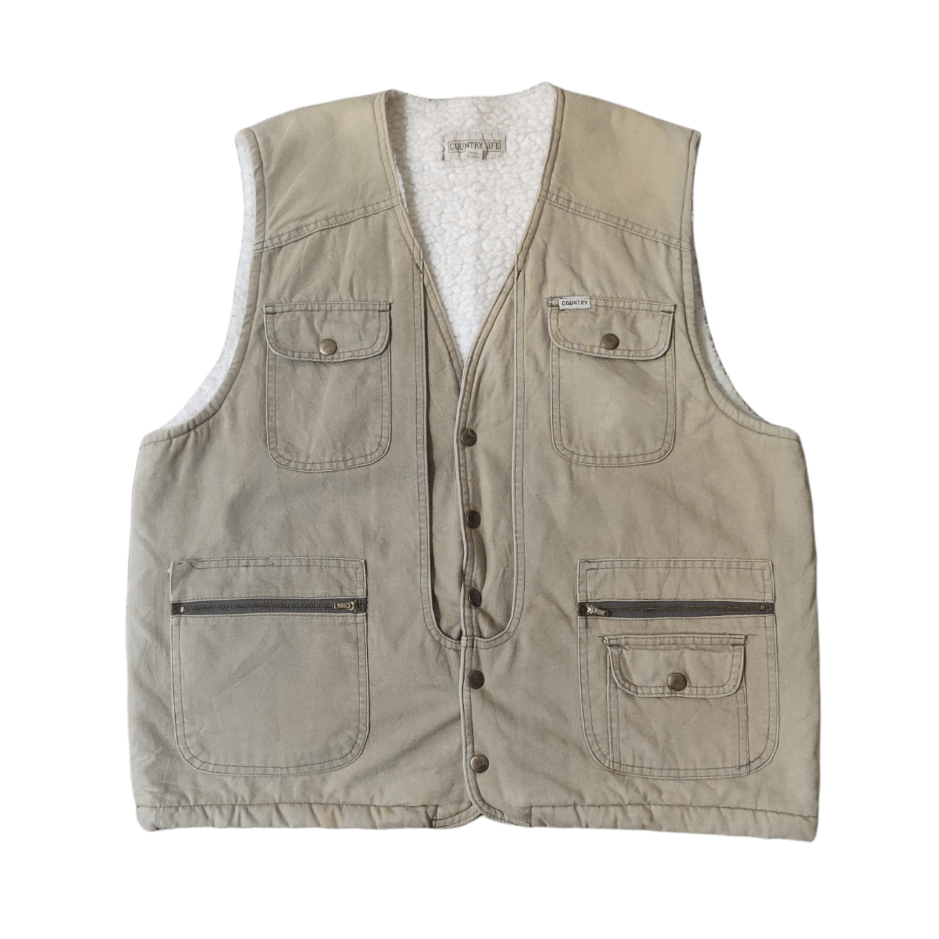 Japanese Brand Vintage Country Life Tactical Sherpa Vest Size US L / EU 52-54 / 3 - 1 Thumbnail