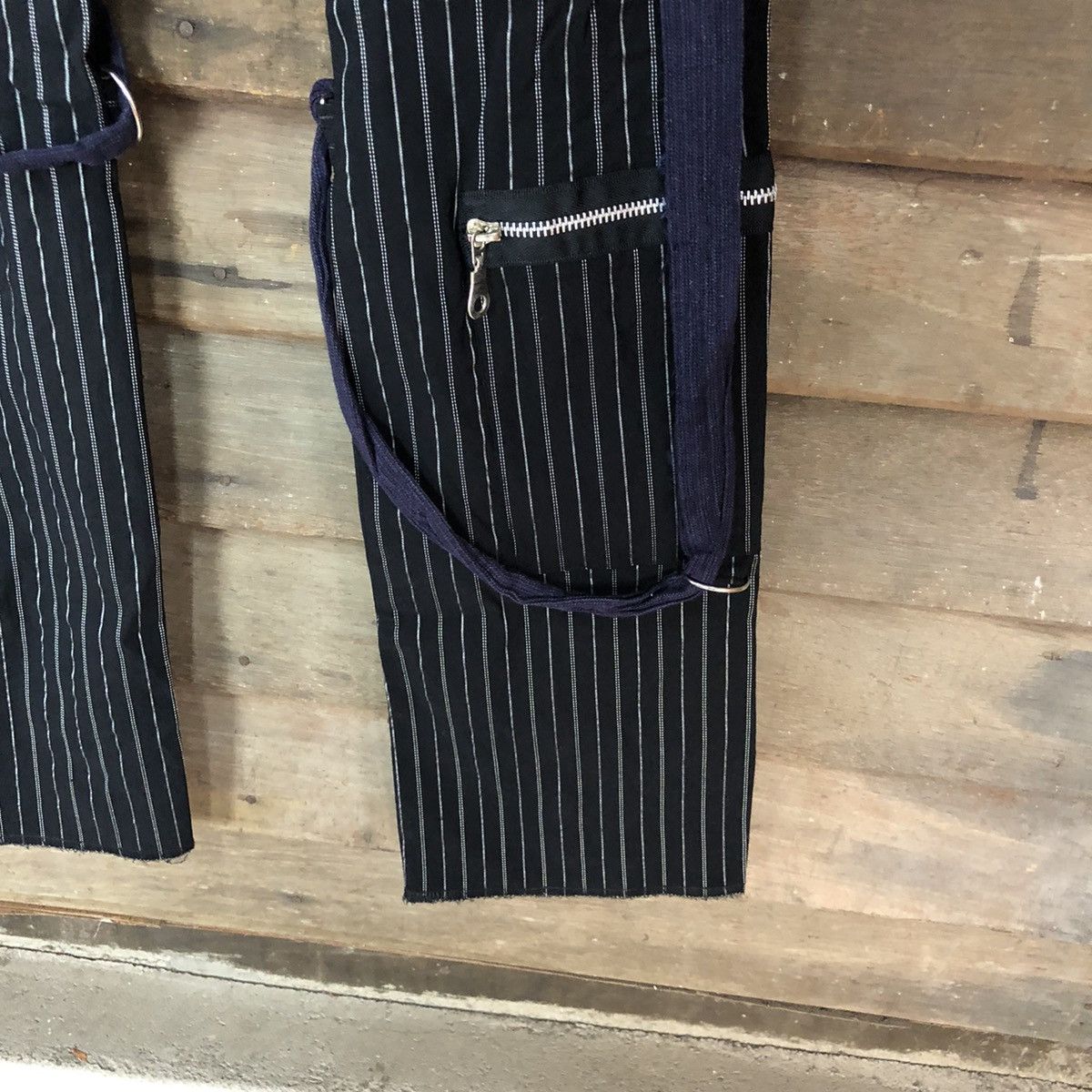 Japanese Brand DL Serious Black seditionaries punk Stripe Cargo Pants #3987 Size 28" / US 6 / IT 42 - 9 Thumbnail