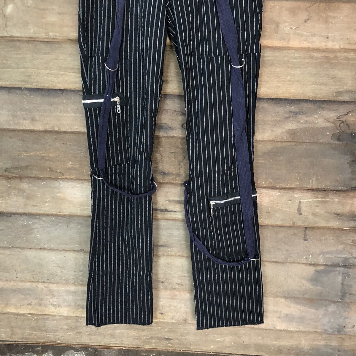 Japanese Brand DL Serious Black seditionaries punk Stripe Cargo Pants #3987 Size 28" / US 6 / IT 42 - 3 Thumbnail