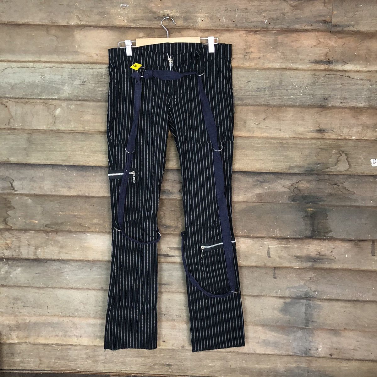 Japanese Brand DL Serious Black seditionaries punk Stripe Cargo Pants #3987 Size 28" / US 6 / IT 42 - 1 Thumbnail