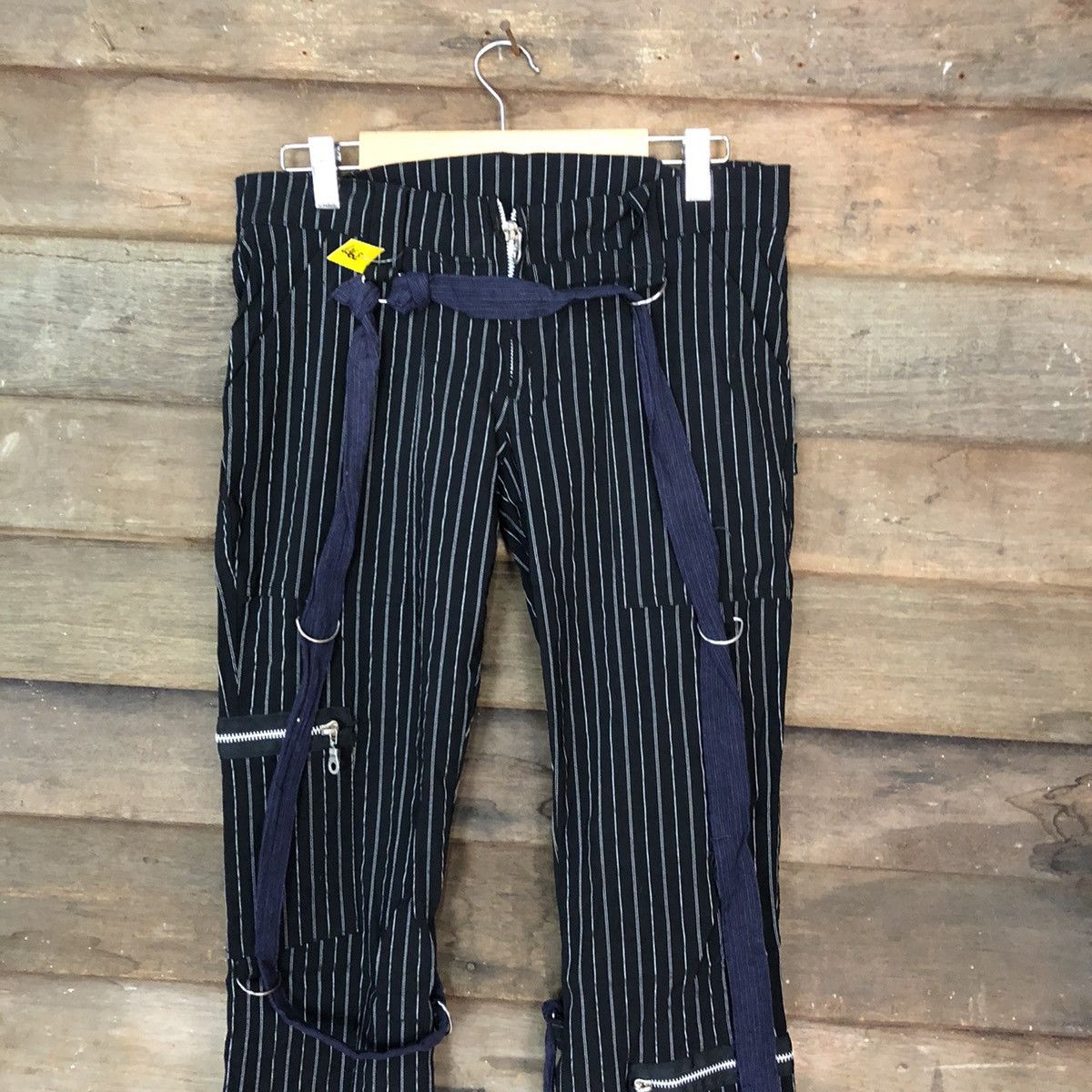 Japanese Brand DL Serious Black seditionaries punk Stripe Cargo Pants #3987 Size 28" / US 6 / IT 42 - 2 Thumbnail