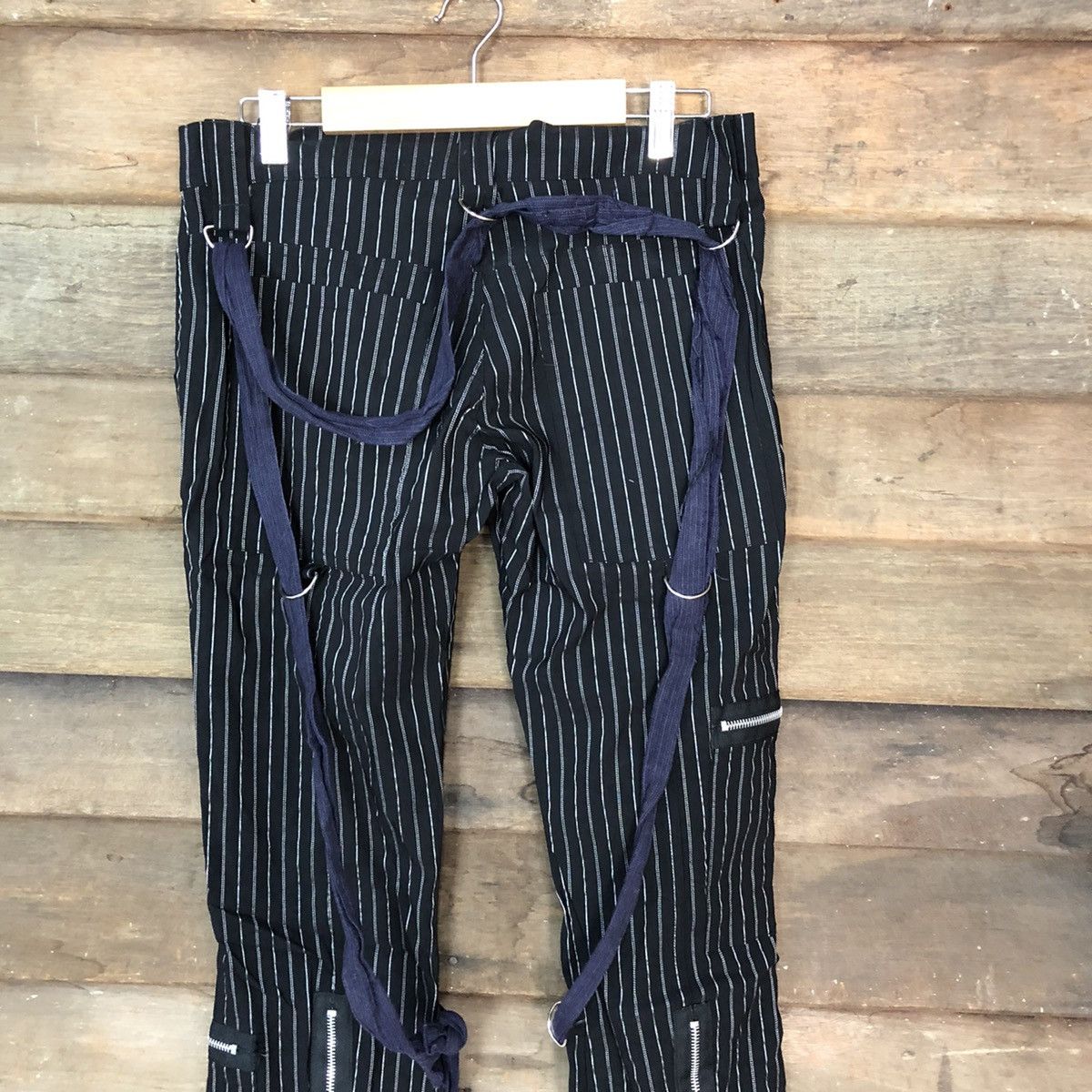 Japanese Brand DL Serious Black seditionaries punk Stripe Cargo Pants #3987 Size 28" / US 6 / IT 42 - 12 Thumbnail