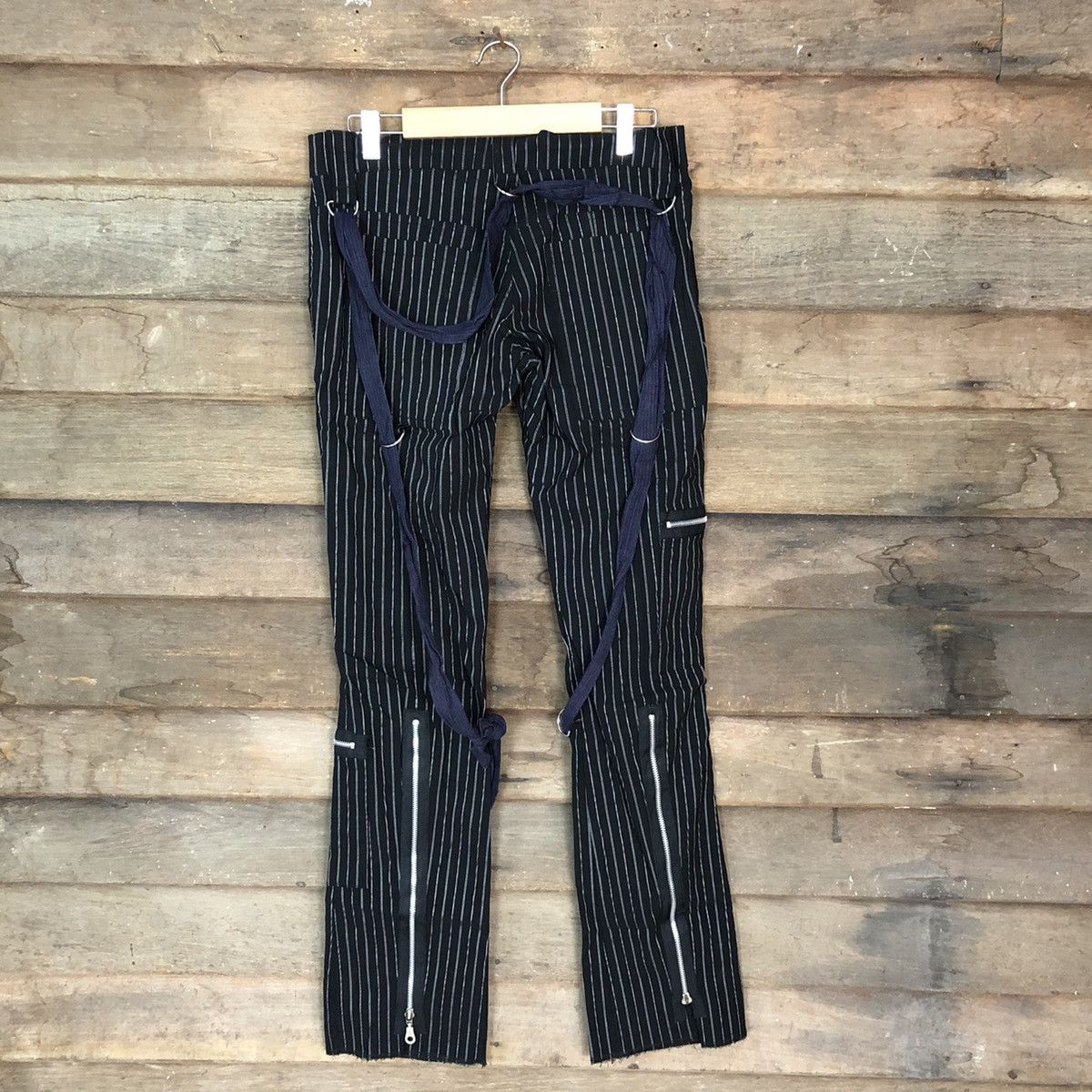 Japanese Brand DL Serious Black seditionaries punk Stripe Cargo Pants #3987 Size 28" / US 6 / IT 42 - 11 Thumbnail