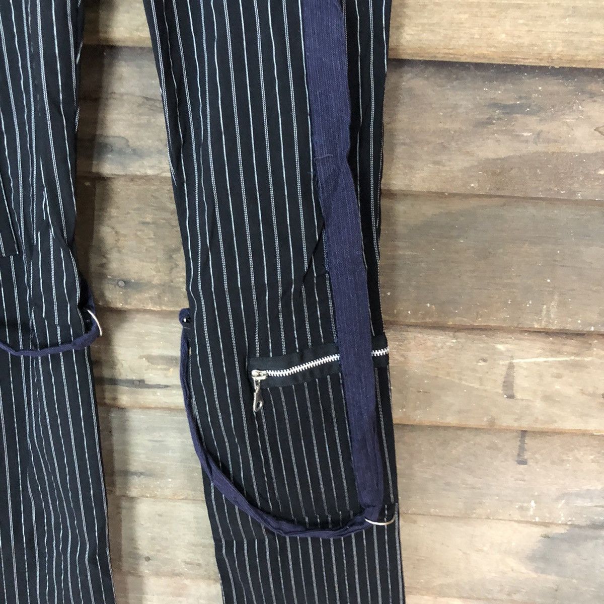 Japanese Brand DL Serious Black seditionaries punk Stripe Cargo Pants #3987 Size 28" / US 6 / IT 42 - 7 Thumbnail