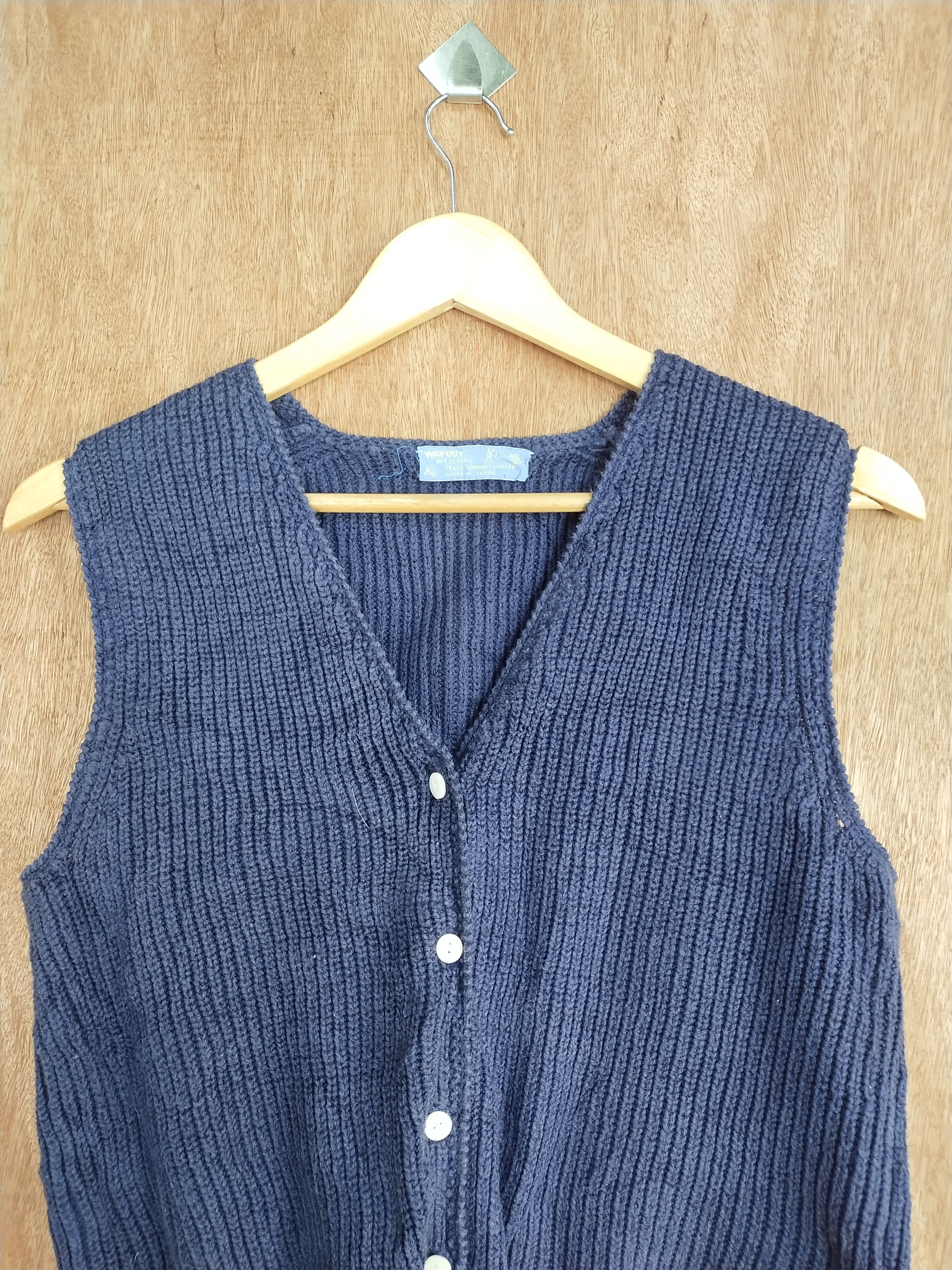 Vintage Way Out dark blue sleeveless vest knitwear cardigan #169DLL Size US S / EU 44-46 / 1 - 2 Thumbnail