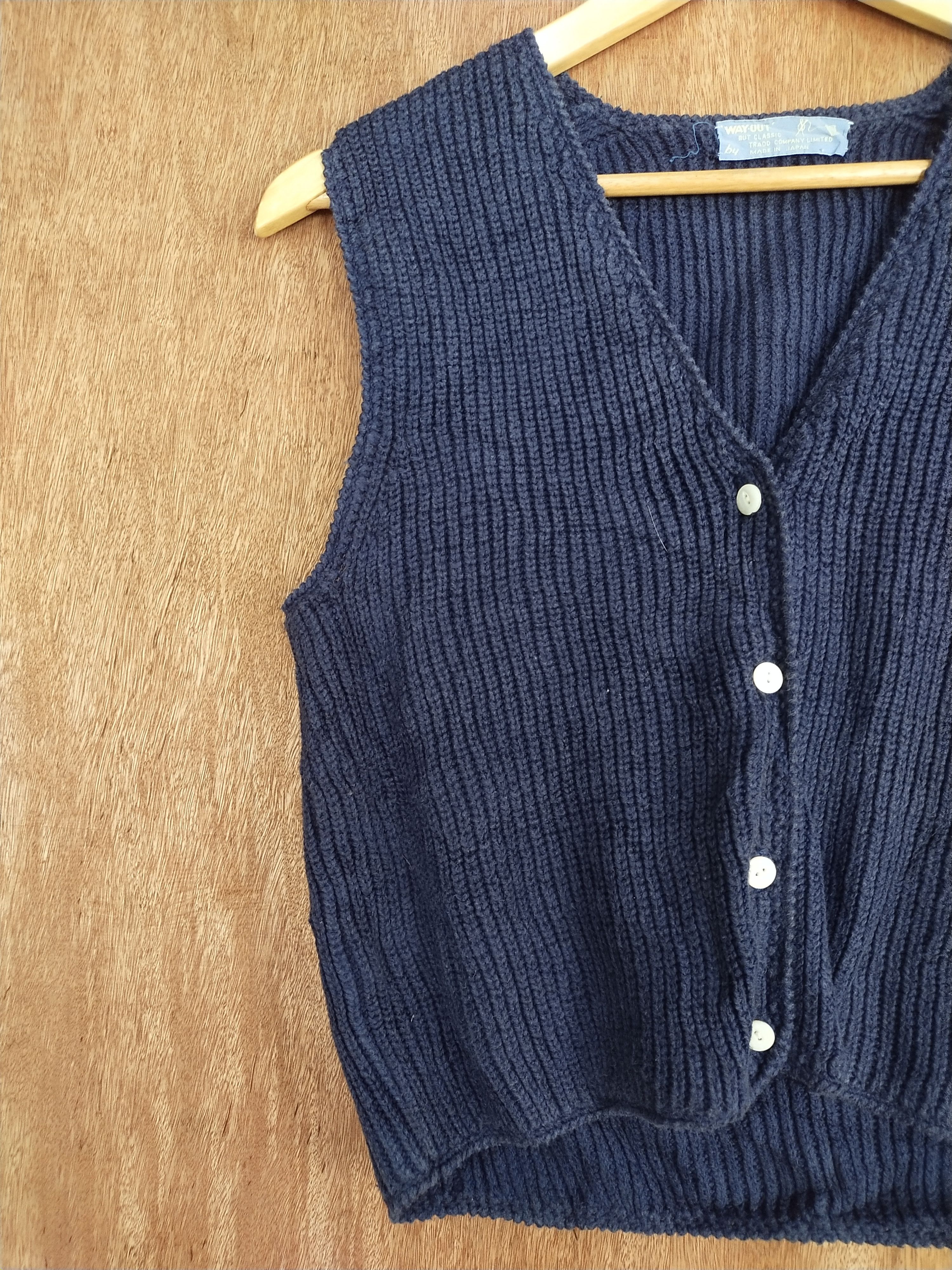 Vintage Way Out dark blue sleeveless vest knitwear cardigan #169DLL Size US S / EU 44-46 / 1 - 4 Thumbnail
