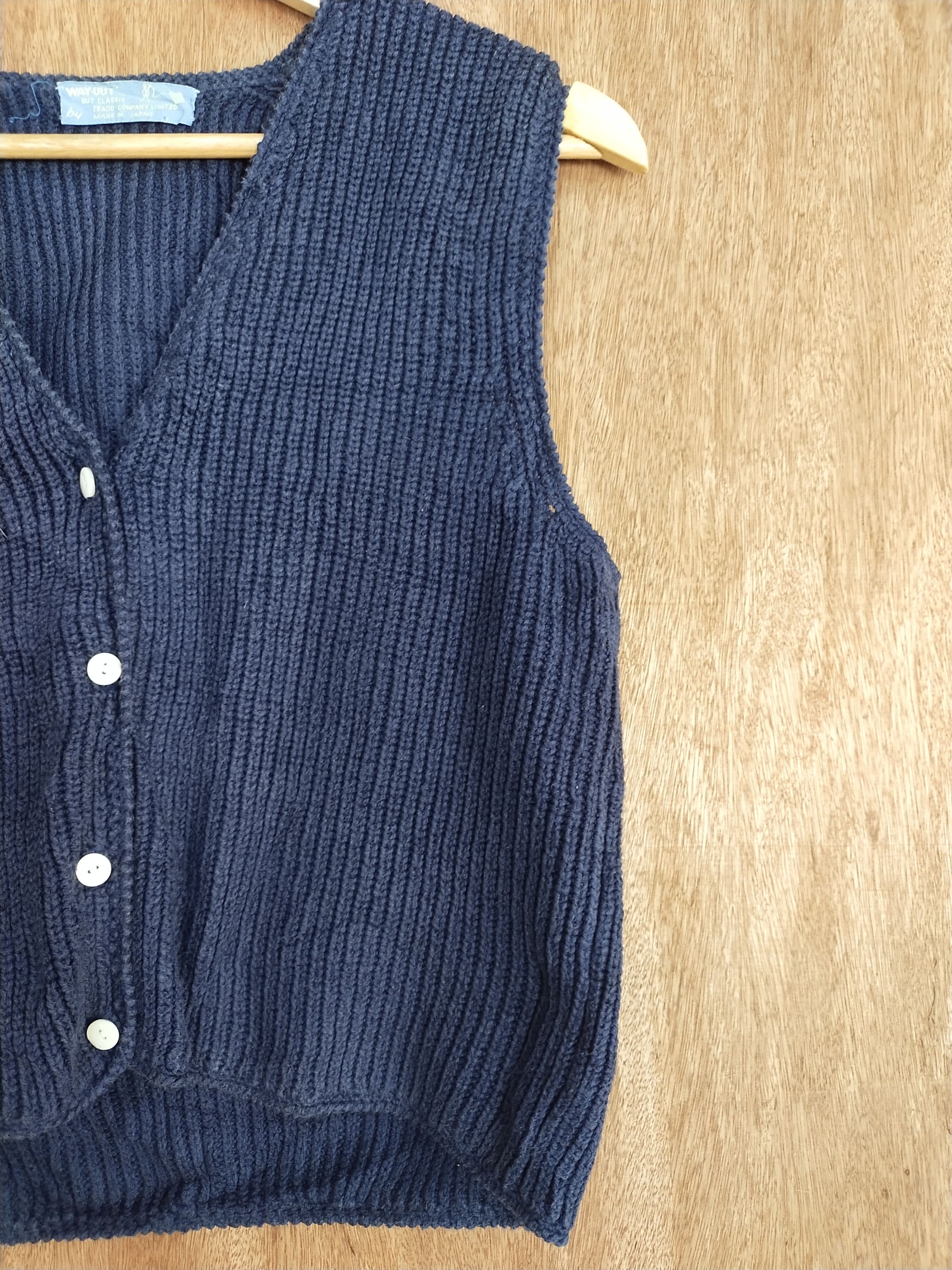 Vintage Way Out dark blue sleeveless vest knitwear cardigan #169DLL Size US S / EU 44-46 / 1 - 3 Thumbnail