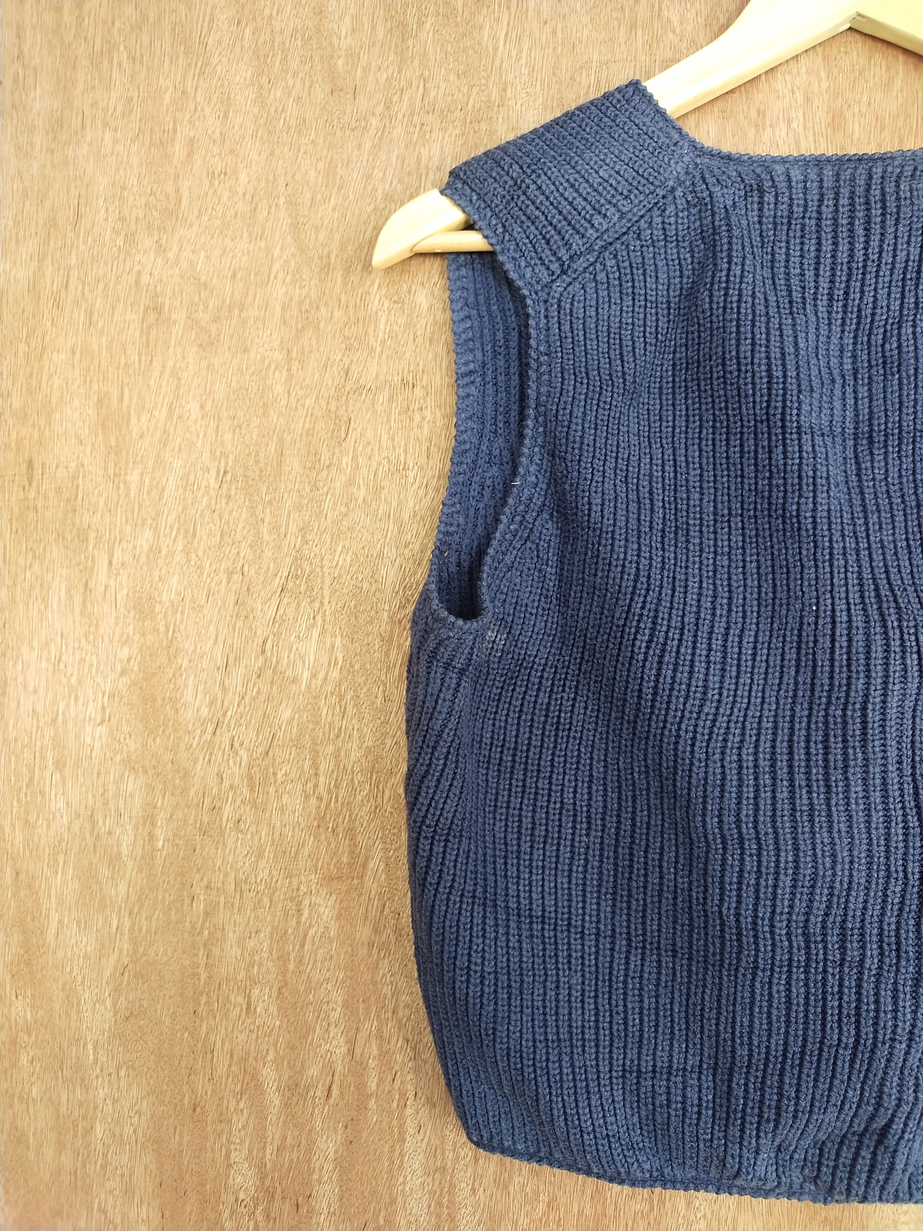 Vintage Way Out dark blue sleeveless vest knitwear cardigan #169DLL Size US S / EU 44-46 / 1 - 9 Thumbnail