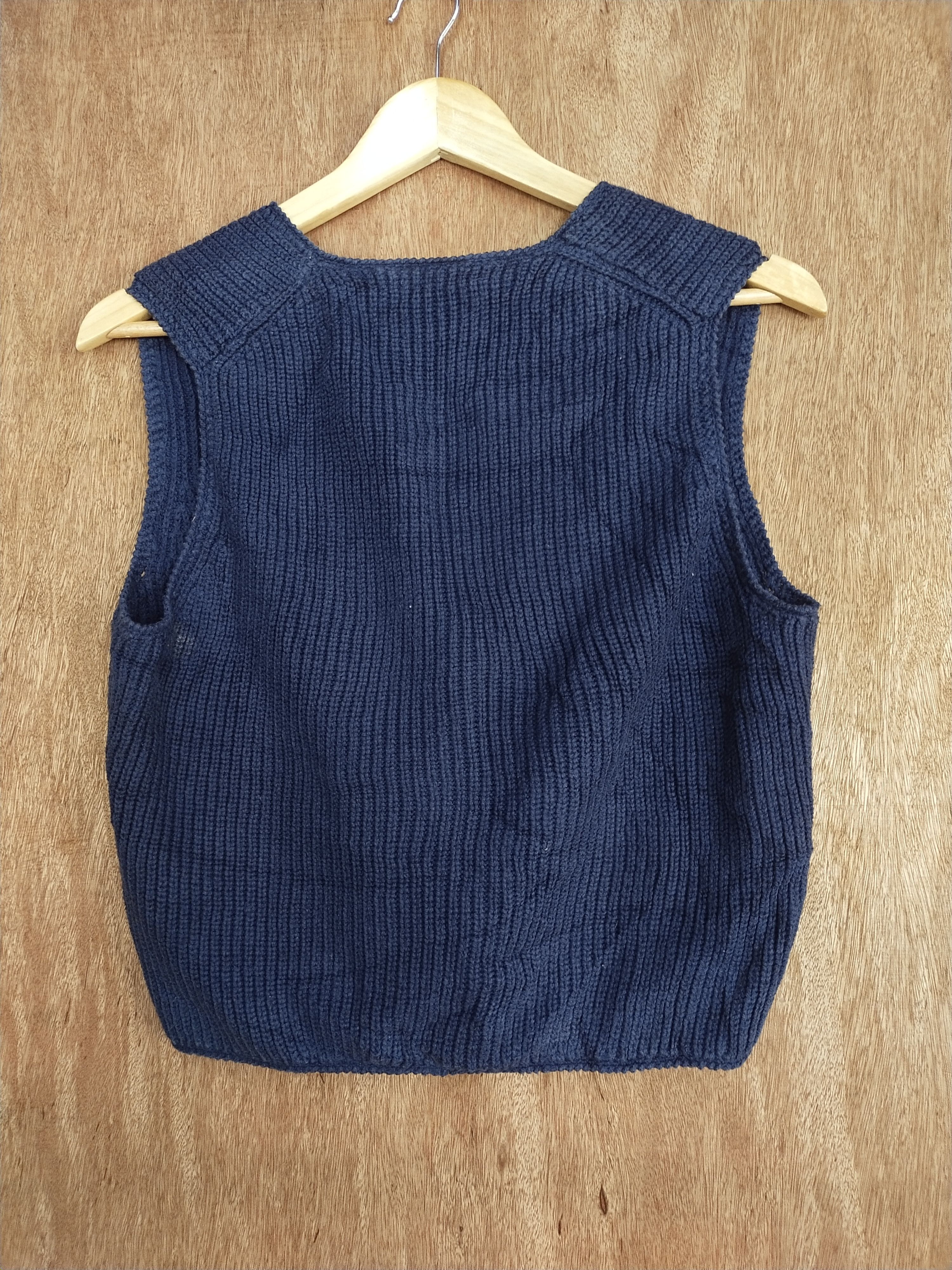 Vintage Way Out dark blue sleeveless vest knitwear cardigan #169DLL Size US S / EU 44-46 / 1 - 7 Thumbnail