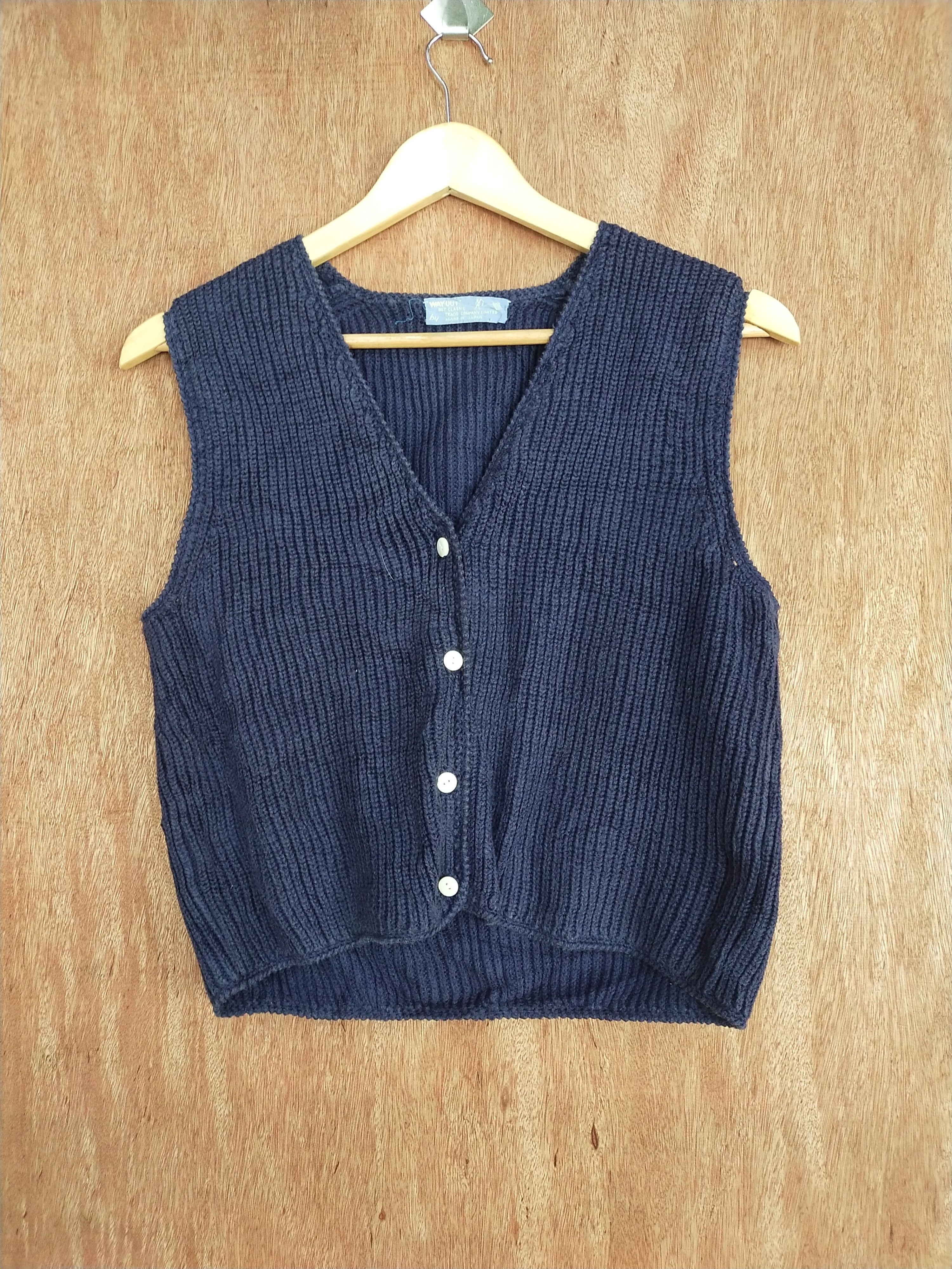 Vintage Way Out dark blue sleeveless vest knitwear cardigan #169DLL Size US S / EU 44-46 / 1 - 1 Thumbnail