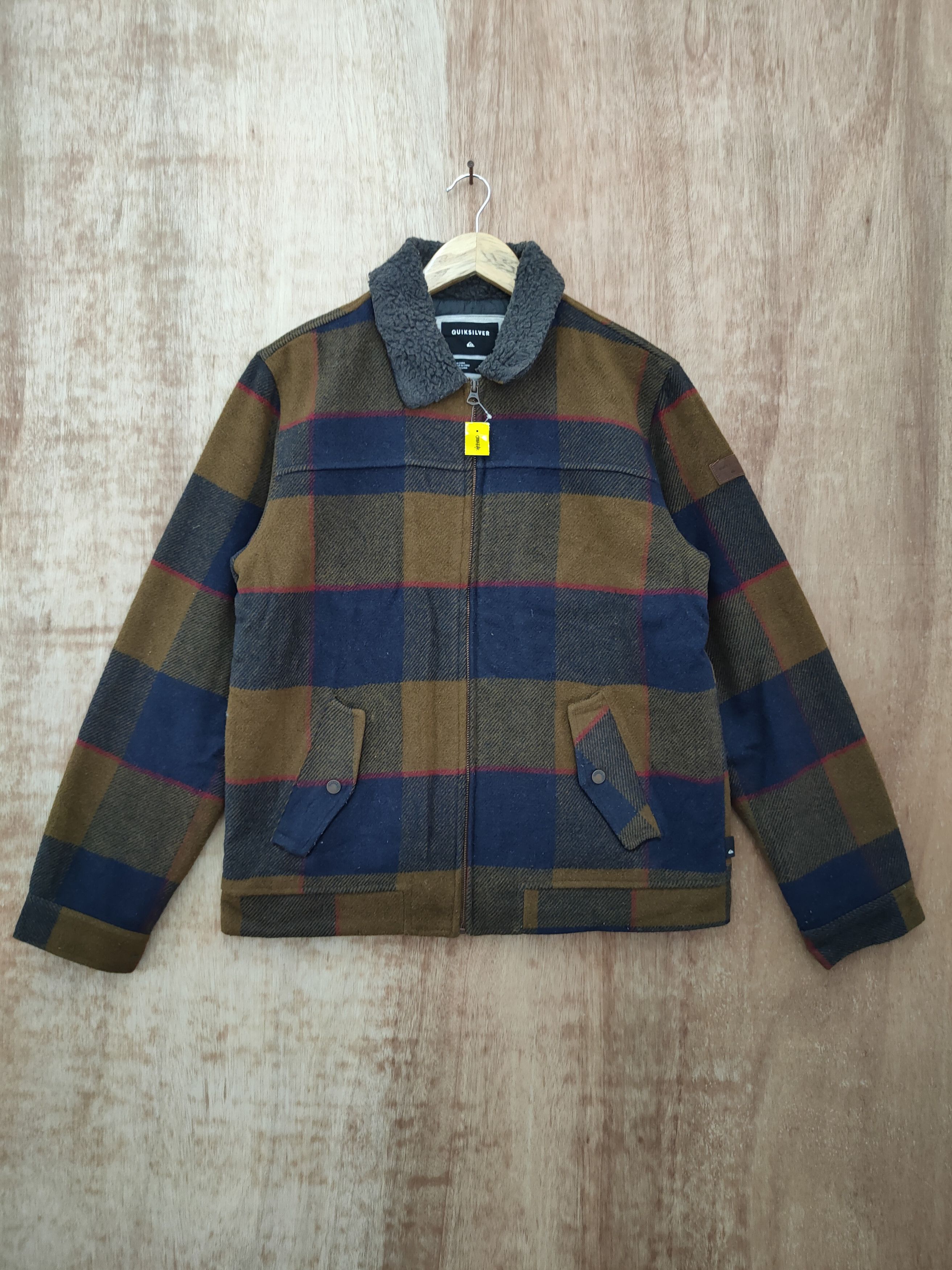 image of Cashmere Wool x Quiksilver Checkered Wool Jacket Streetwear 4099, Men's (Size Medium)