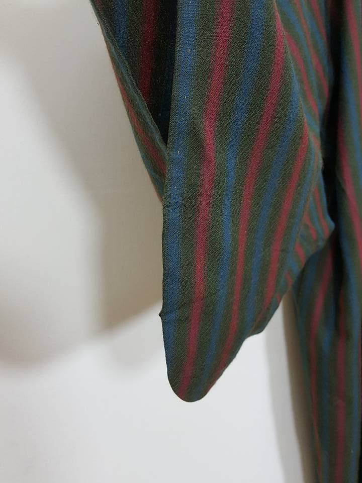 Other Haori Wool Long Kimono 'Shima' Vertical Striped Japan Size US M / EU 48-50 / 2 - 20 Thumbnail