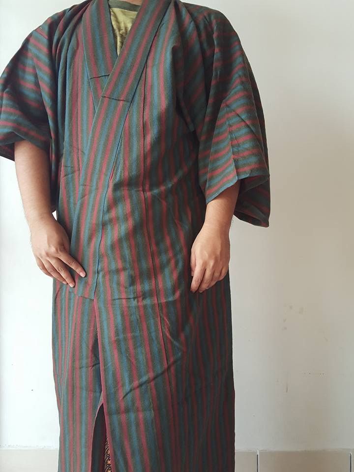 Other Haori Wool Long Kimono 'Shima' Vertical Striped Japan Size US M / EU 48-50 / 2 - 23 Thumbnail