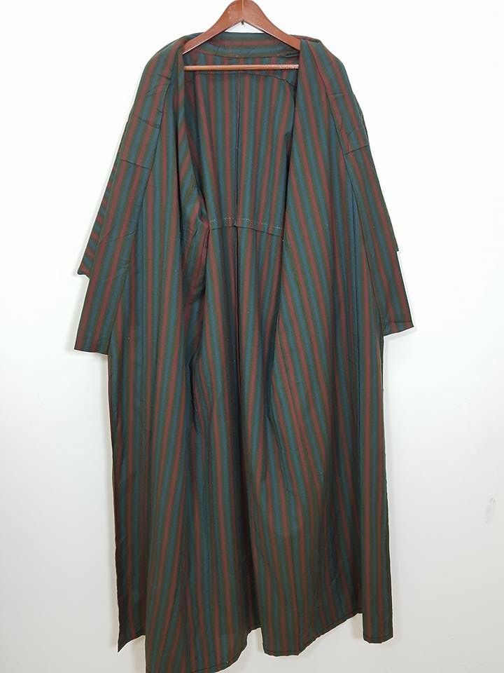 Other Haori Wool Long Kimono 'Shima' Vertical Striped Japan Size US M / EU 48-50 / 2 - 4 Thumbnail