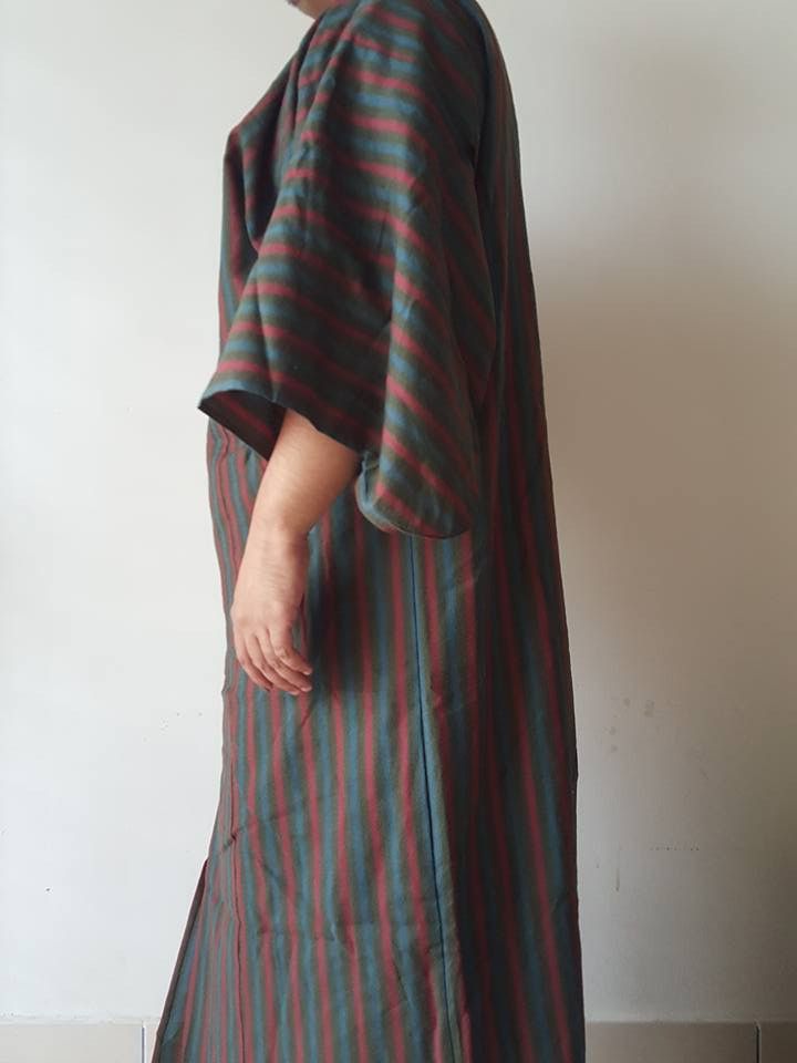 Other Haori Wool Long Kimono 'Shima' Vertical Striped Japan Size US M / EU 48-50 / 2 - 25 Thumbnail