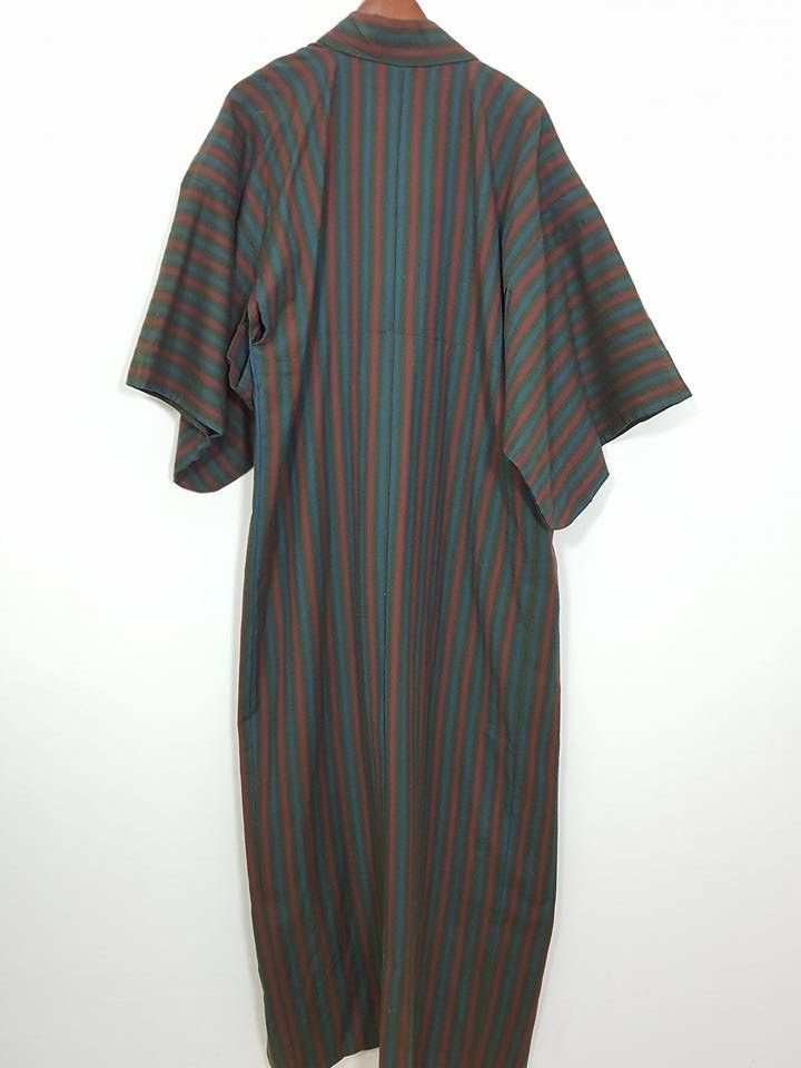 Other Haori Wool Long Kimono 'Shima' Vertical Striped Japan Size US M / EU 48-50 / 2 - 5 Thumbnail