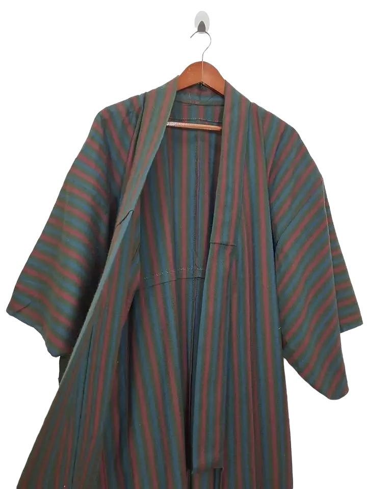 Other Haori Wool Long Kimono 'Shima' Vertical Striped Japan Size US M / EU 48-50 / 2 - 1 Thumbnail