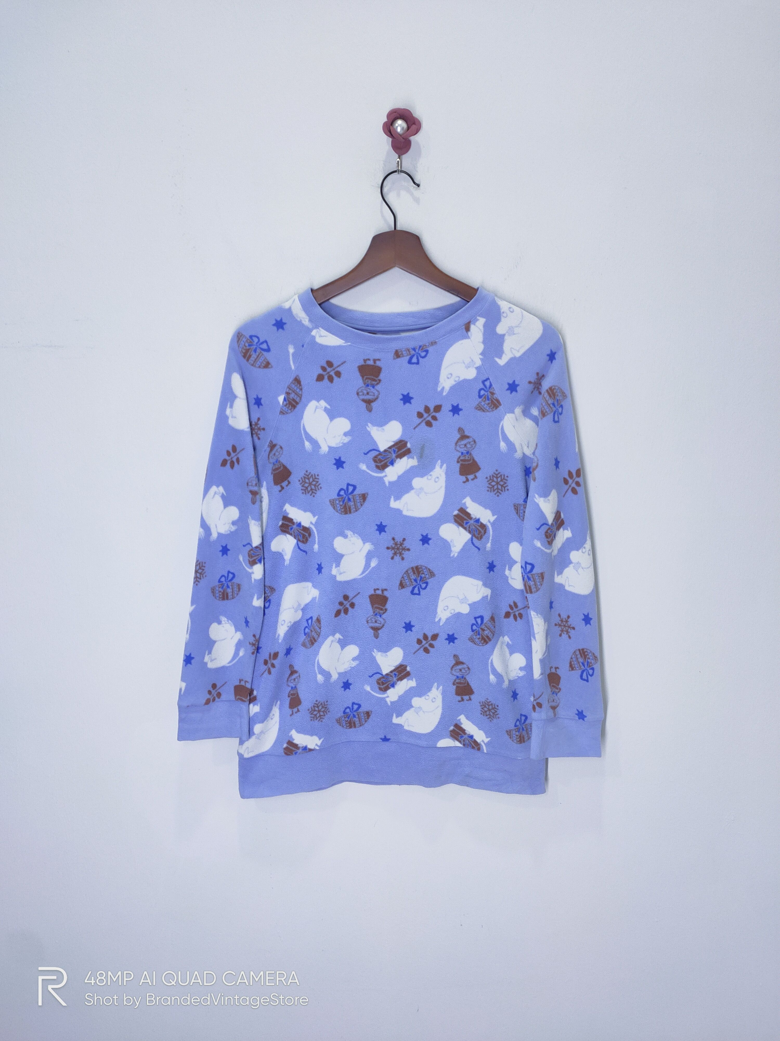 Japanese Brand × Uniqlo UNIQLO MOOMIN Cartoon Fullprint Fleece Sweatshirt Sleepwear Size S / US 4 / IT 40 - 1 Thumbnail